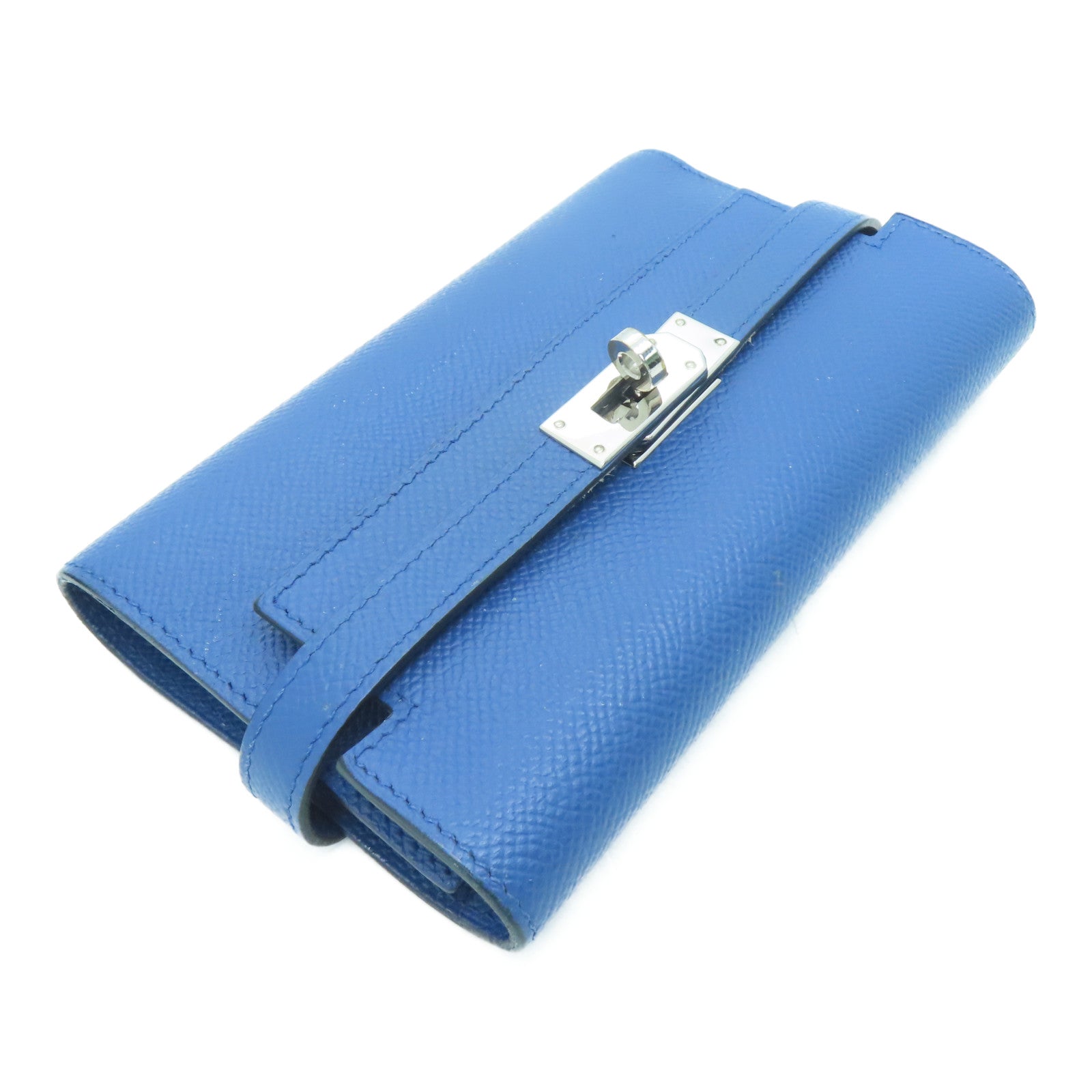 HERMES Epsom皮革Kelly Wallet银扣钱包Blue Agate/蓝色