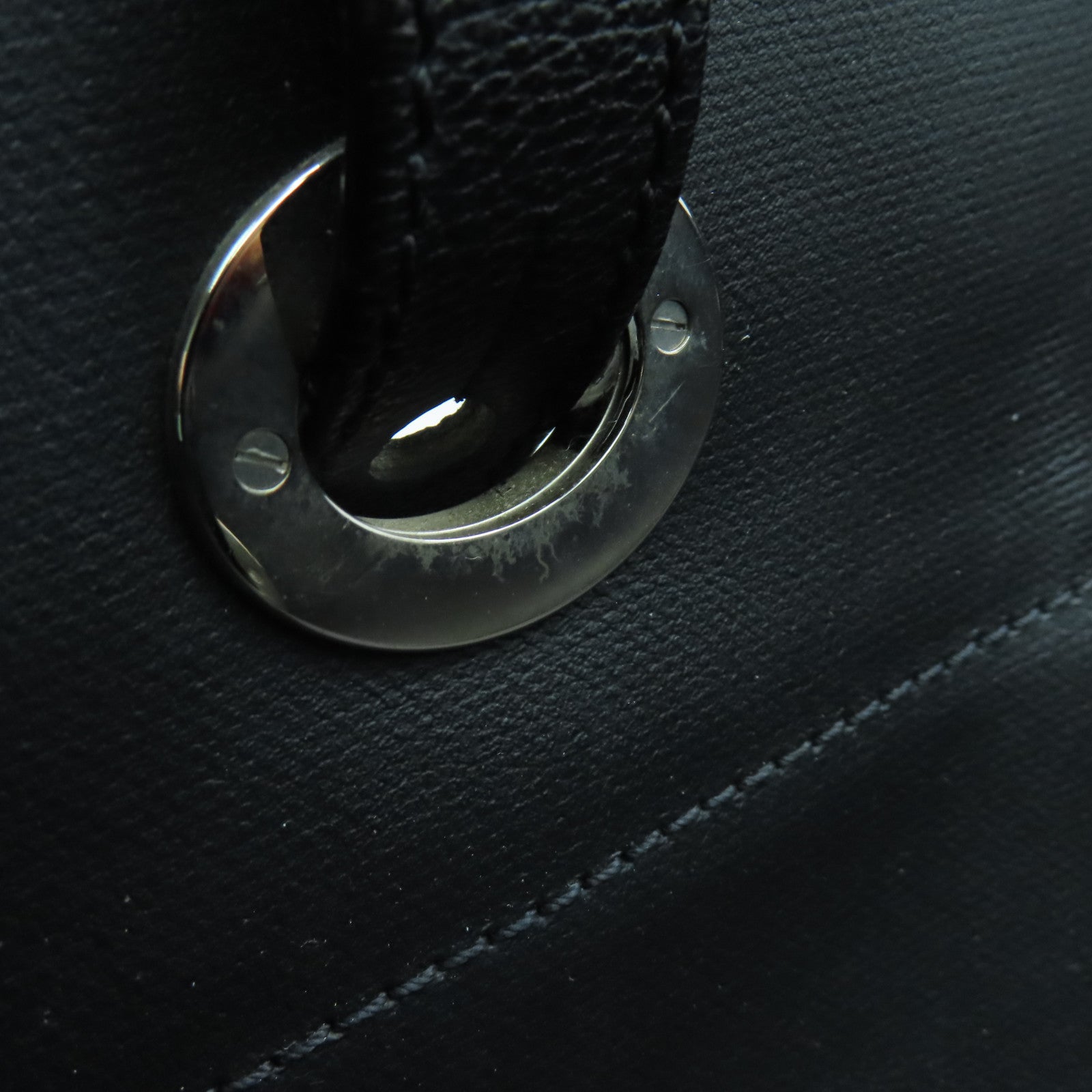 CHANEL 菱格涂层帆布Tote Bag银扣手挽袋黑色