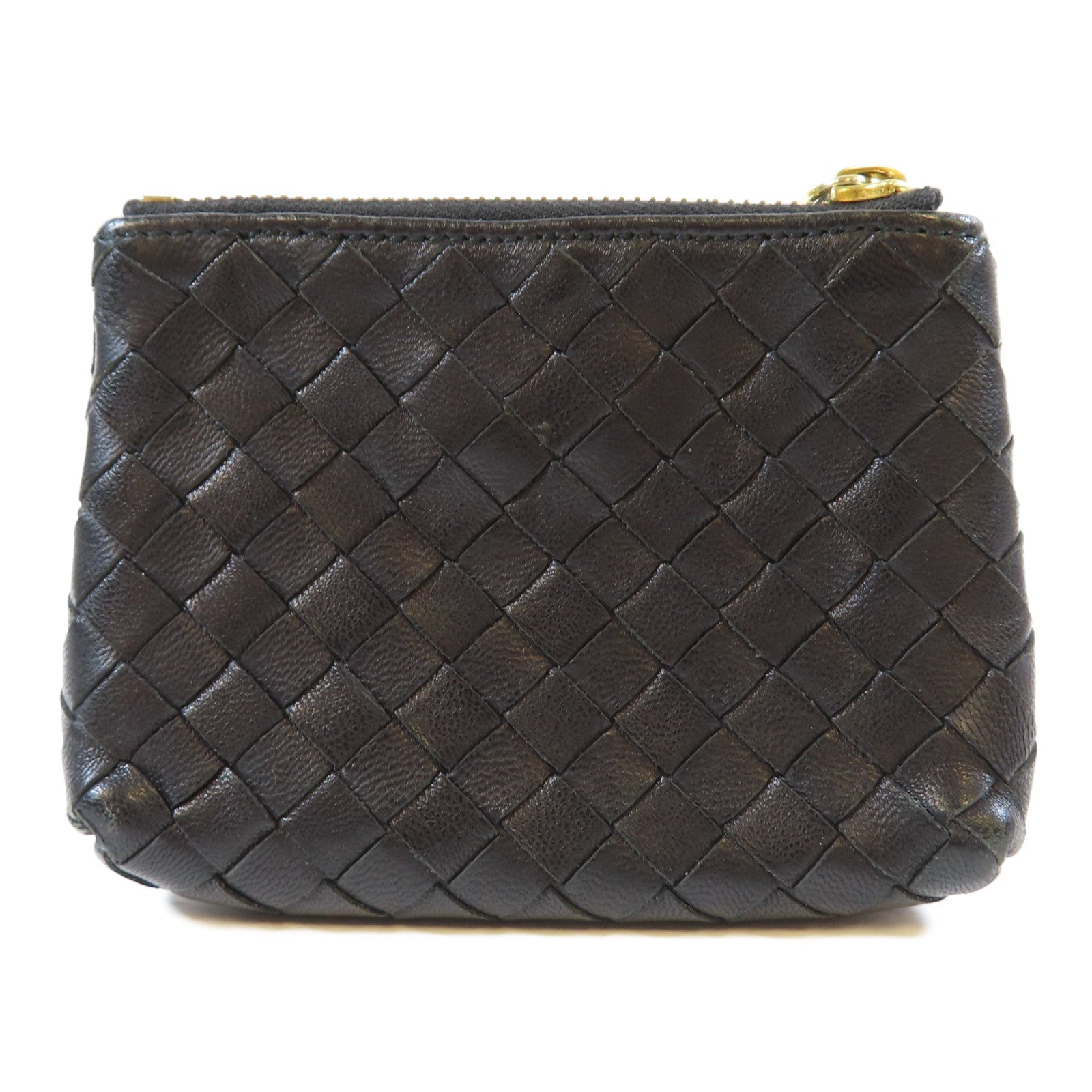 BOTTEGA VENETA 織紋牛皮皮革Coin Case金扣零錢包黑色