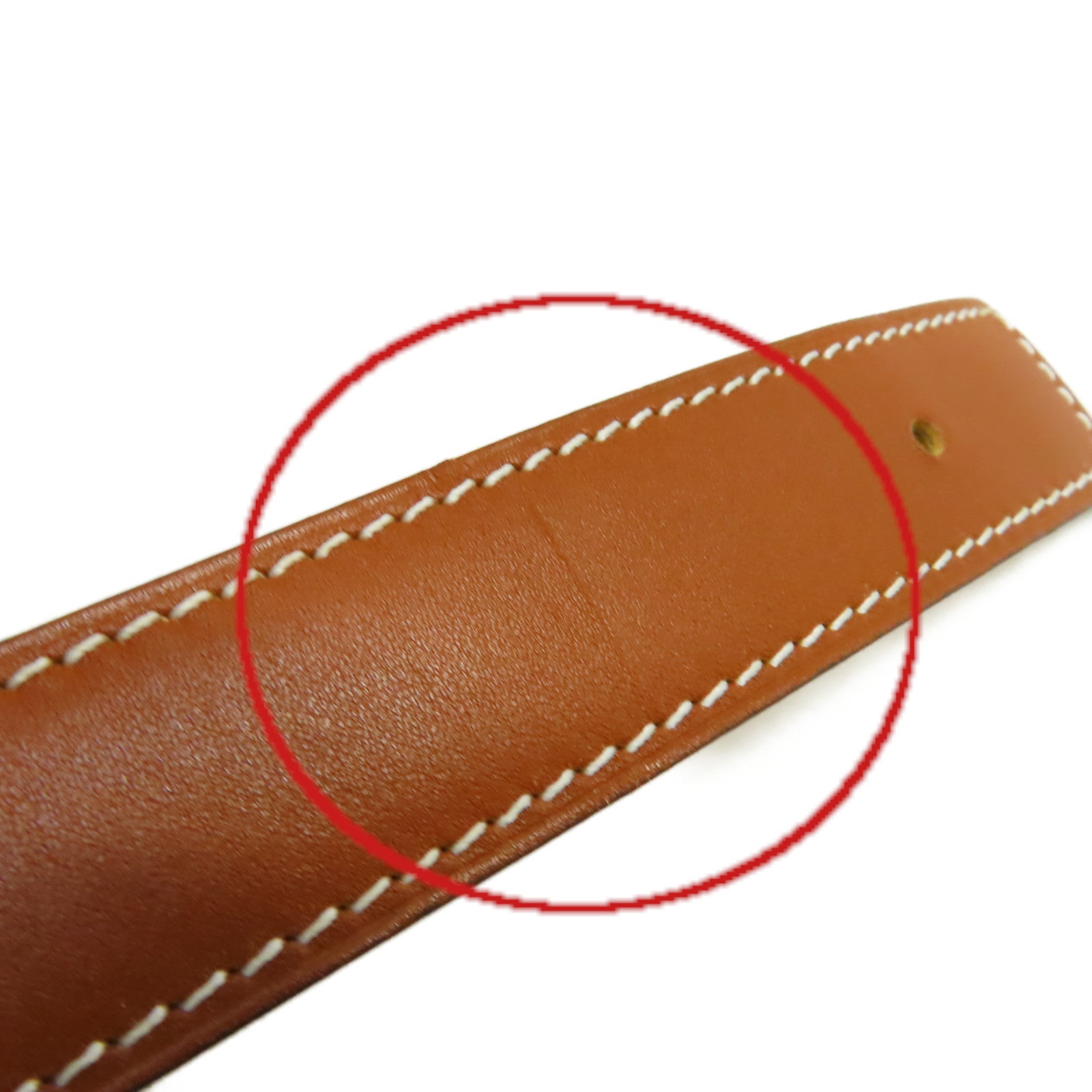 HERMES Swift皮革Belt金扣皮帶啡色/黃色