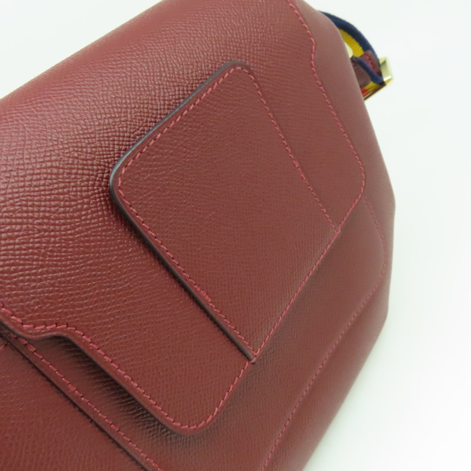 HERMES Epsom皮革Octogone Shoulder Bag肩背袋Rouge Grenat紅石榴色
