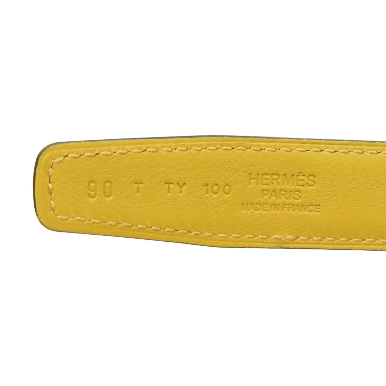 HERMES Swift皮革Belt金扣皮帶啡色/黃色