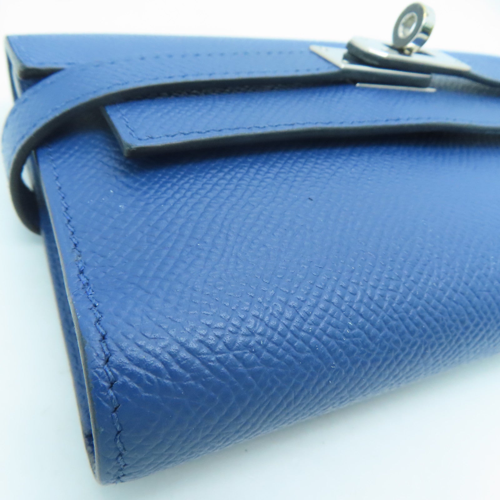 HERMES Epsom皮革Kelly Wallet银扣钱包Blue Agate/蓝色