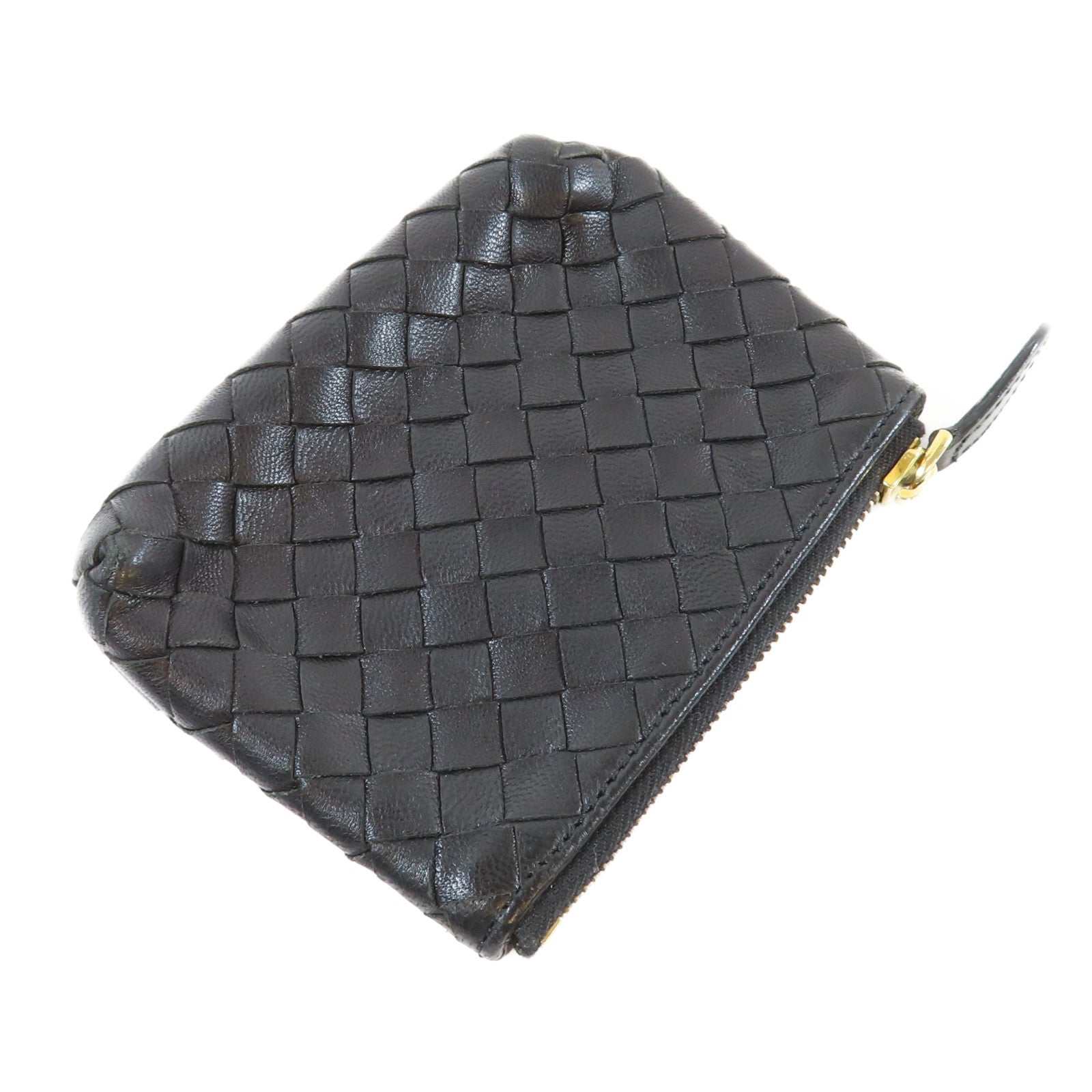 BOTTEGA VENETA 織紋牛皮皮革Coin Case金扣零錢包黑色