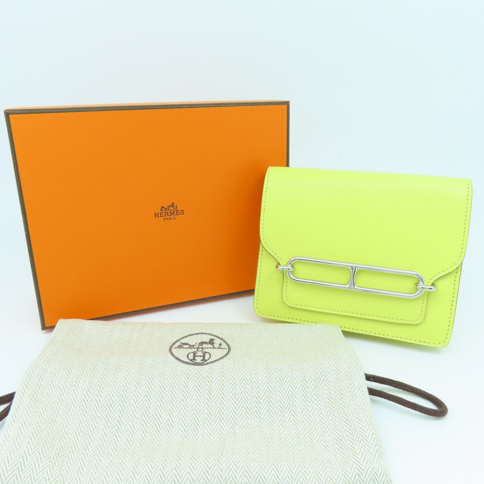 HERMES 【激減優惠】Chevre皮革Roulis Slim銀扣錢包黃色