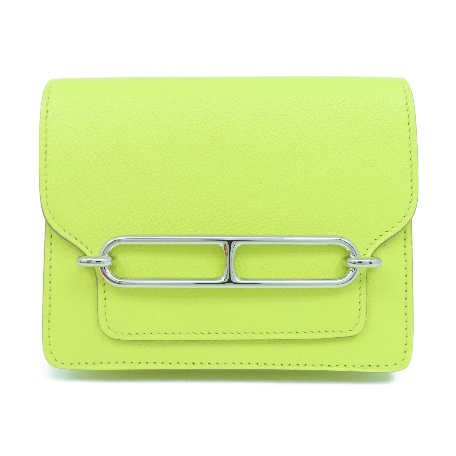 HERMES 【激減優惠】Chevre皮革Roulis Slim銀扣錢包黃色