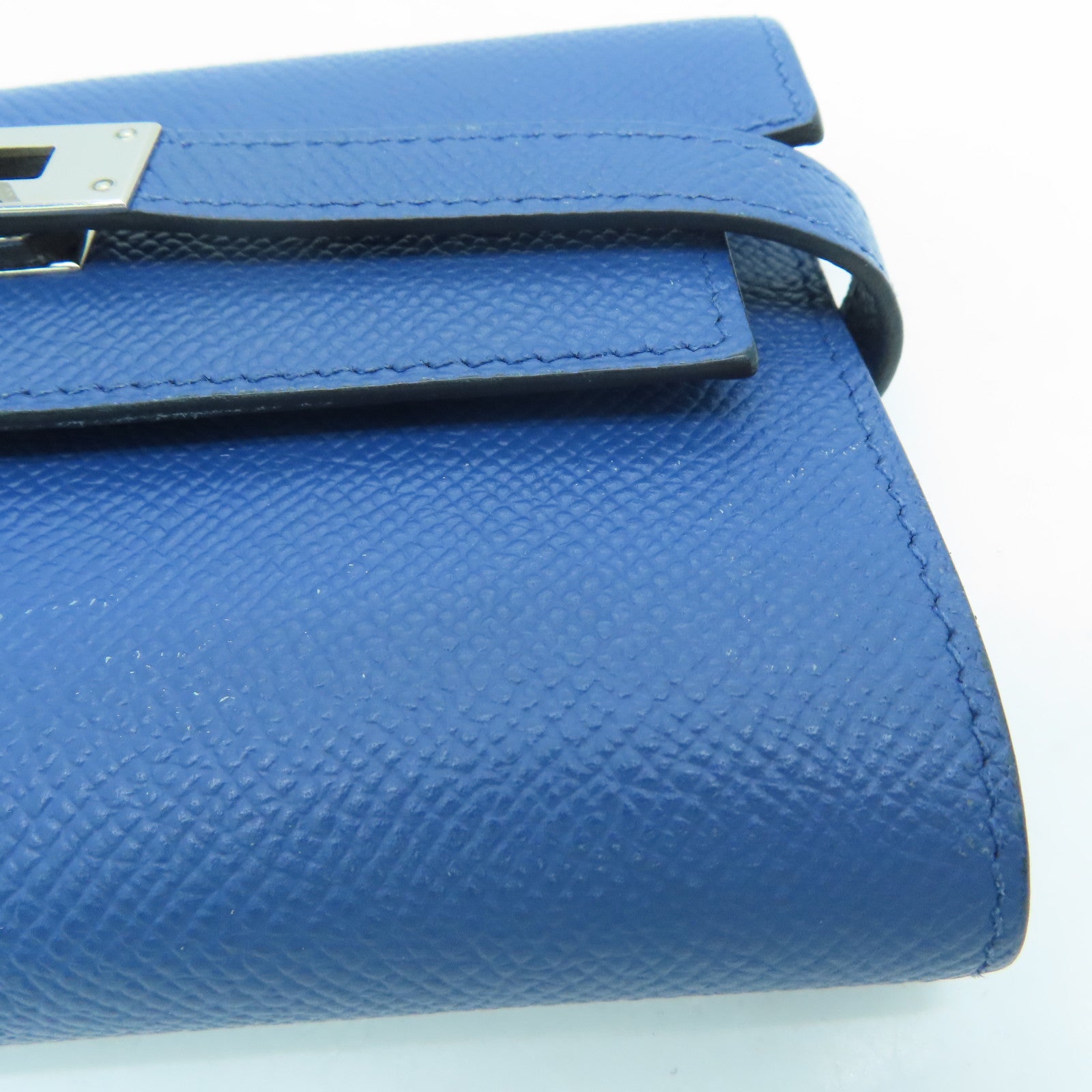 HERMES Epsom皮革Kelly Wallet银扣钱包Blue Agate/蓝色