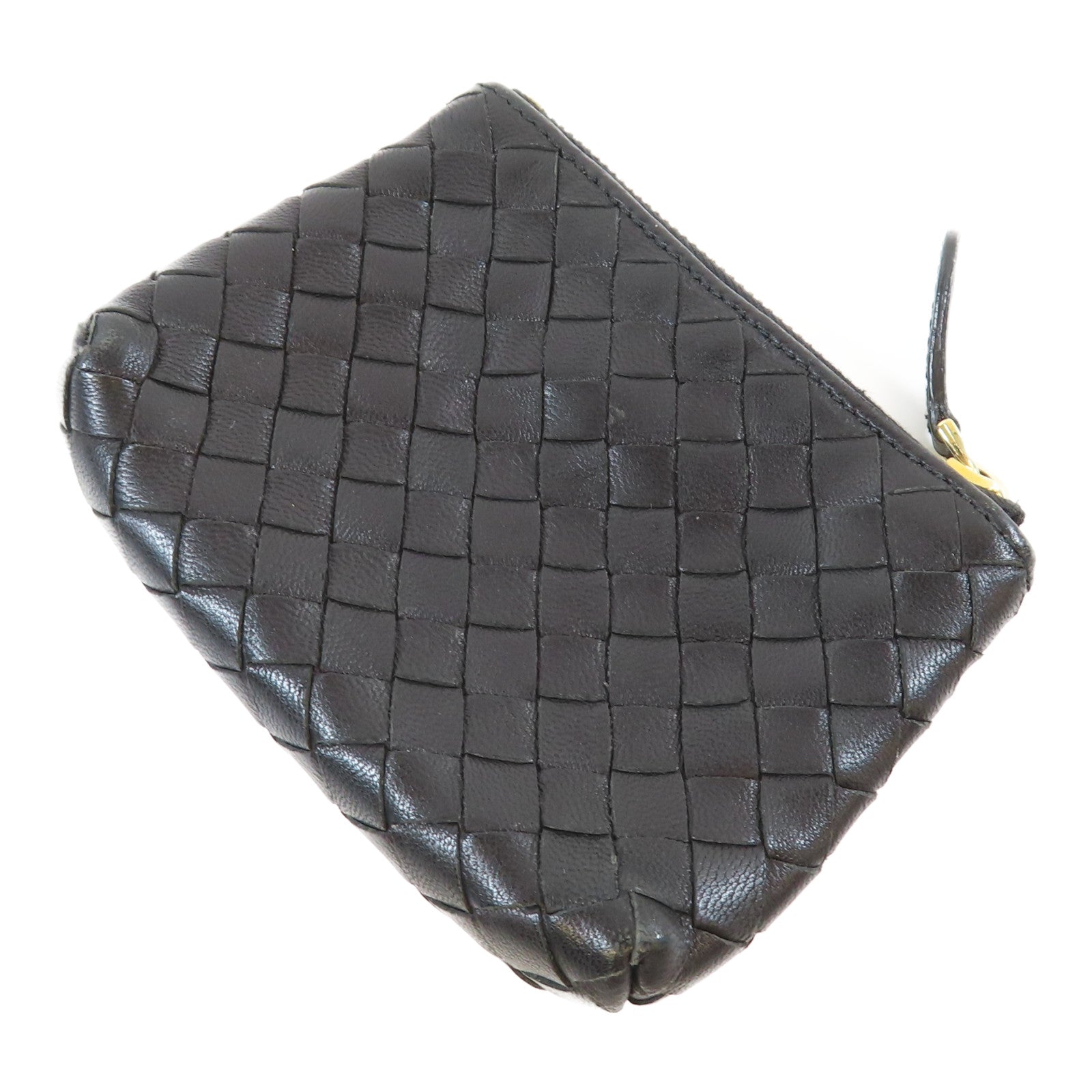 BOTTEGA VENETA 織紋牛皮皮革Coin Case金扣零錢包黑色