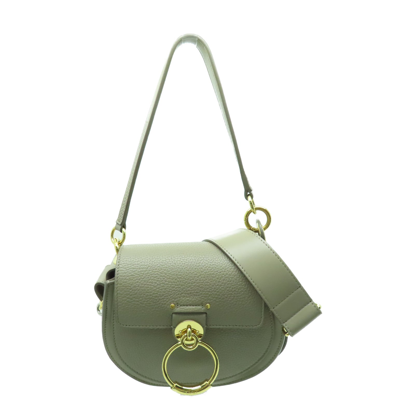 Chloe 牛皮皮革Shoulder Bag金扣手挽肩背兩用袋灰色
