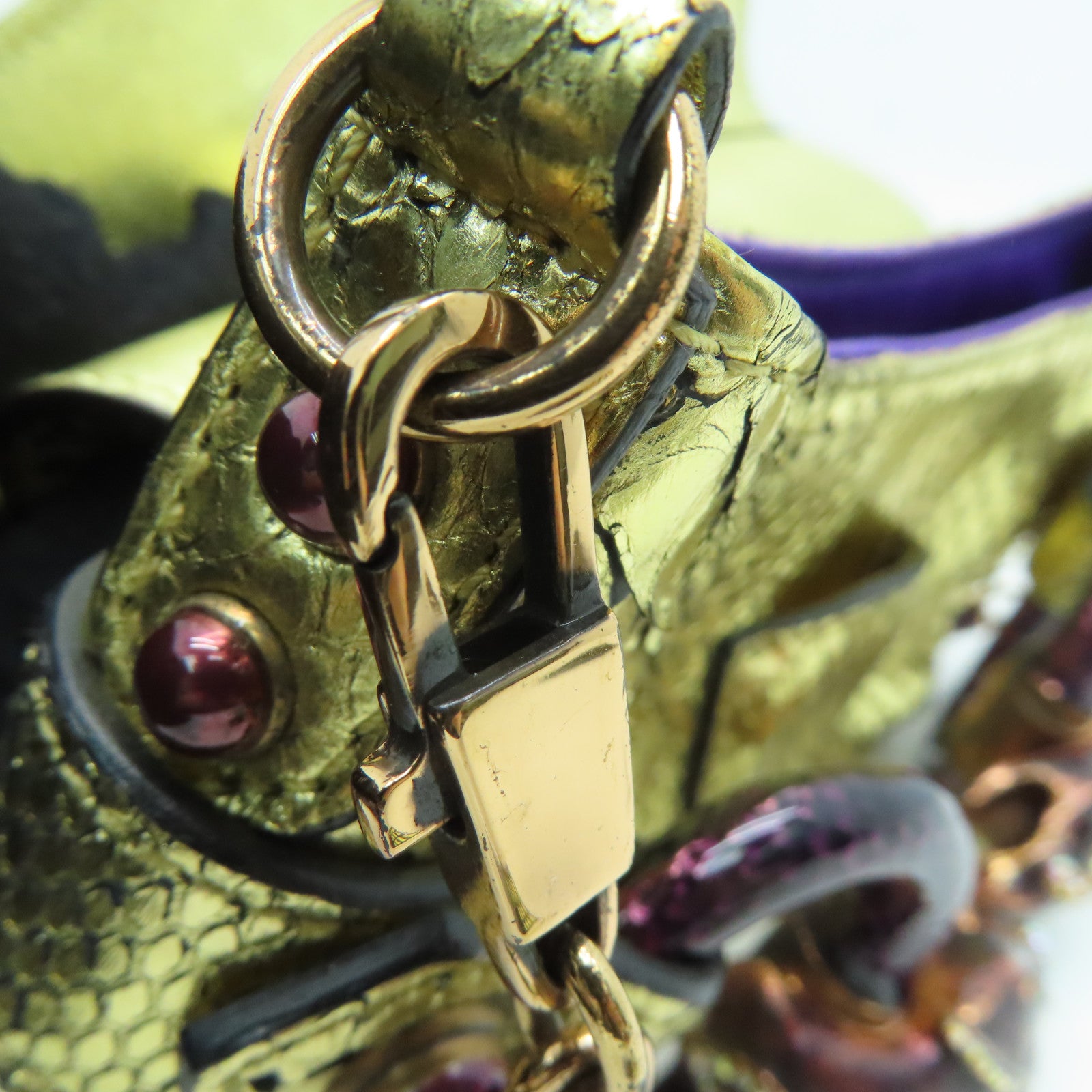 GUCCI 【激減優惠】蛇皮皮革Gucci x Tom Ford SS 2004金扣手挽袋金色