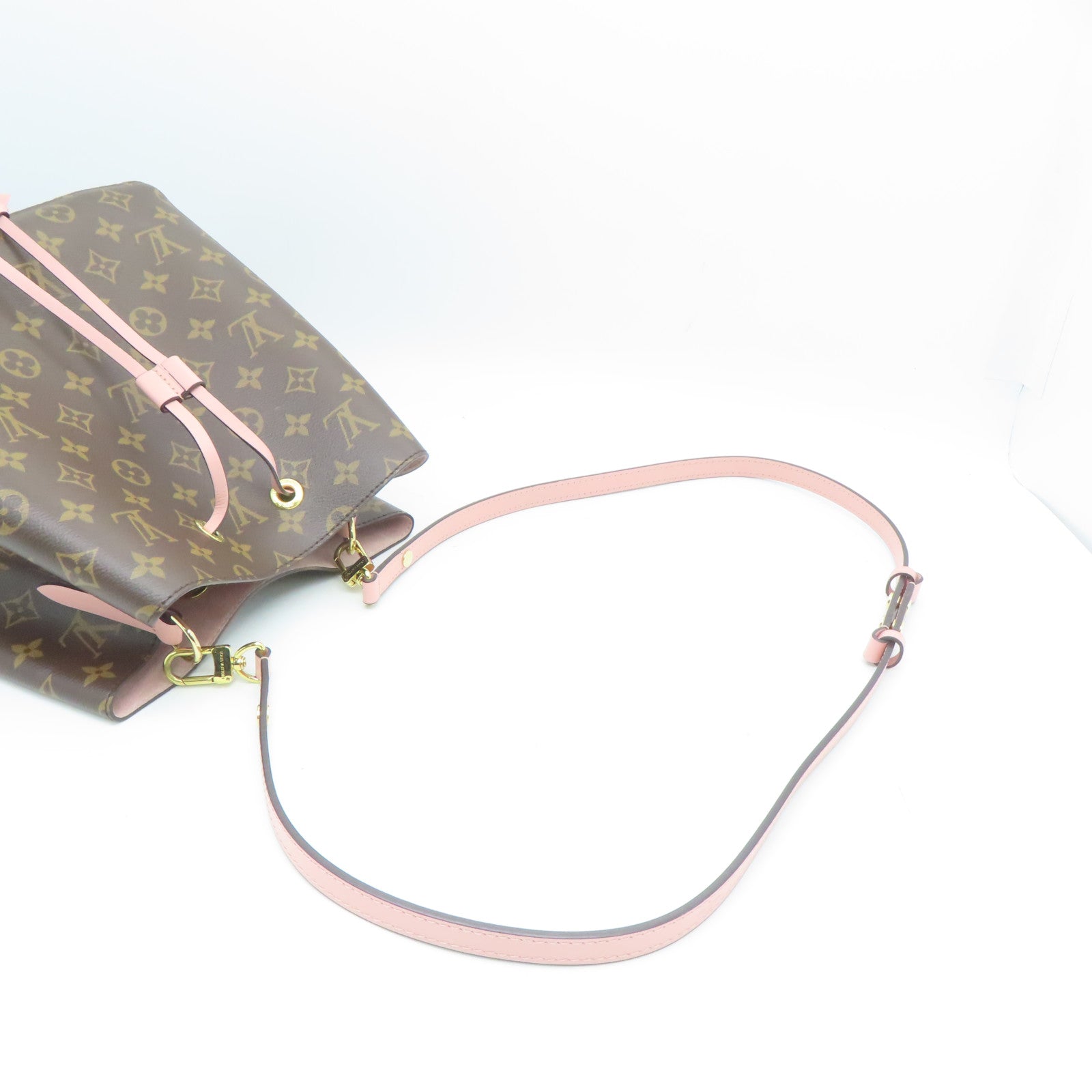 LOUIS VUITTON Monogram NeoNoe金扣肩背袋啡色/粉紅色