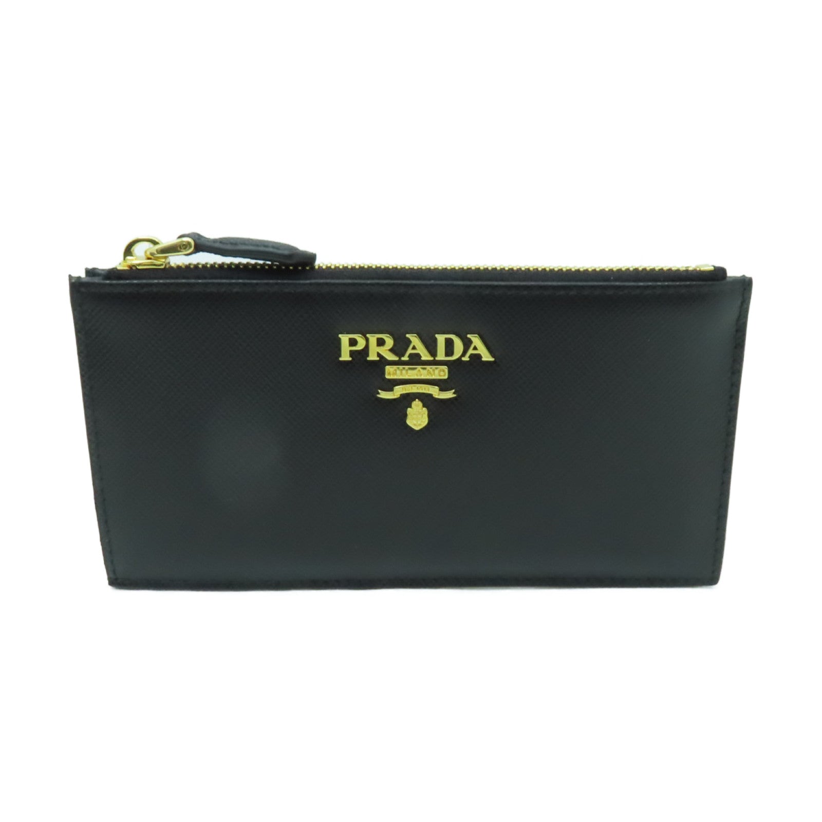 PRADA 牛皮皮革Card Case金扣卡片套黒色