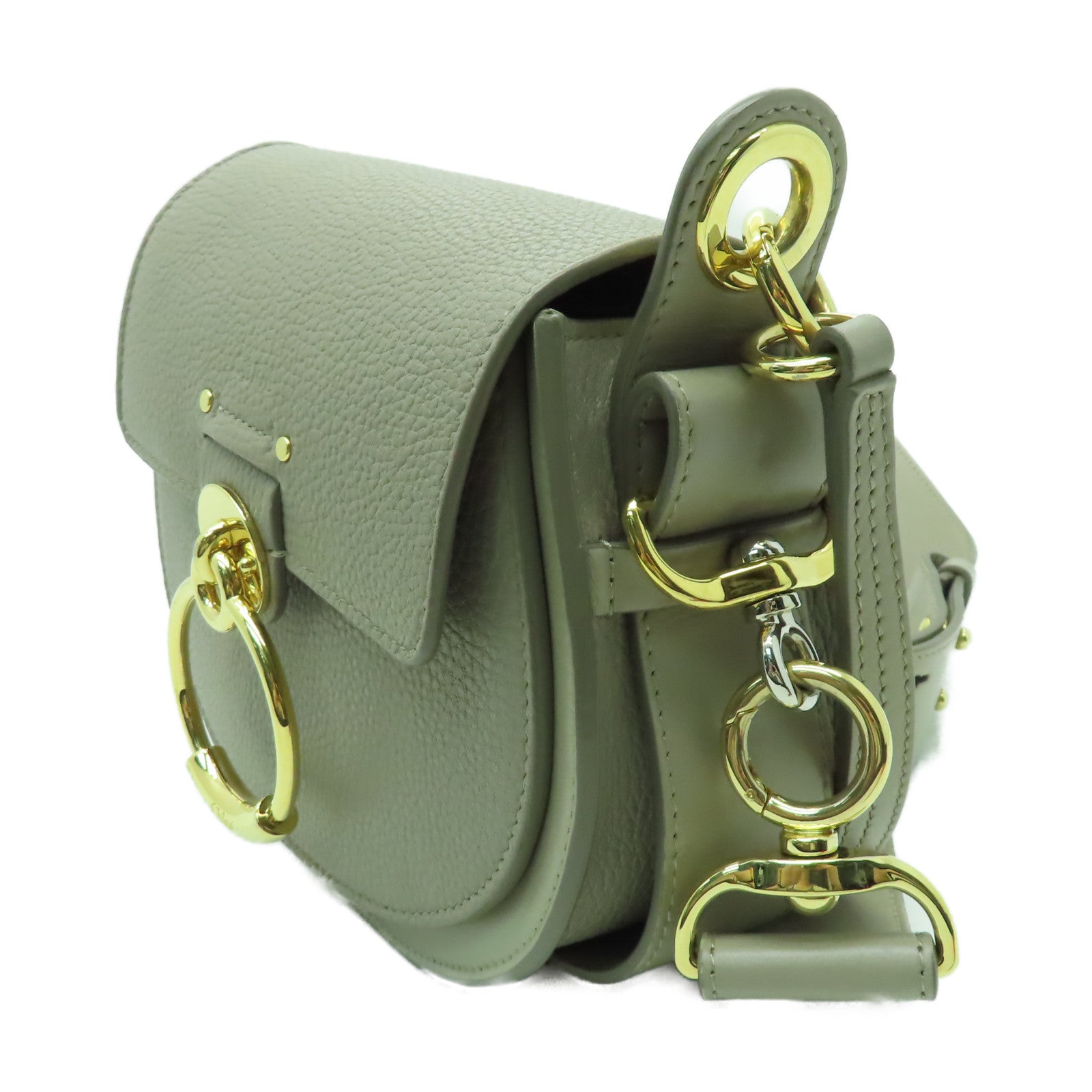 Chloe 牛皮皮革Shoulder Bag金扣手挽肩背兩用袋灰色