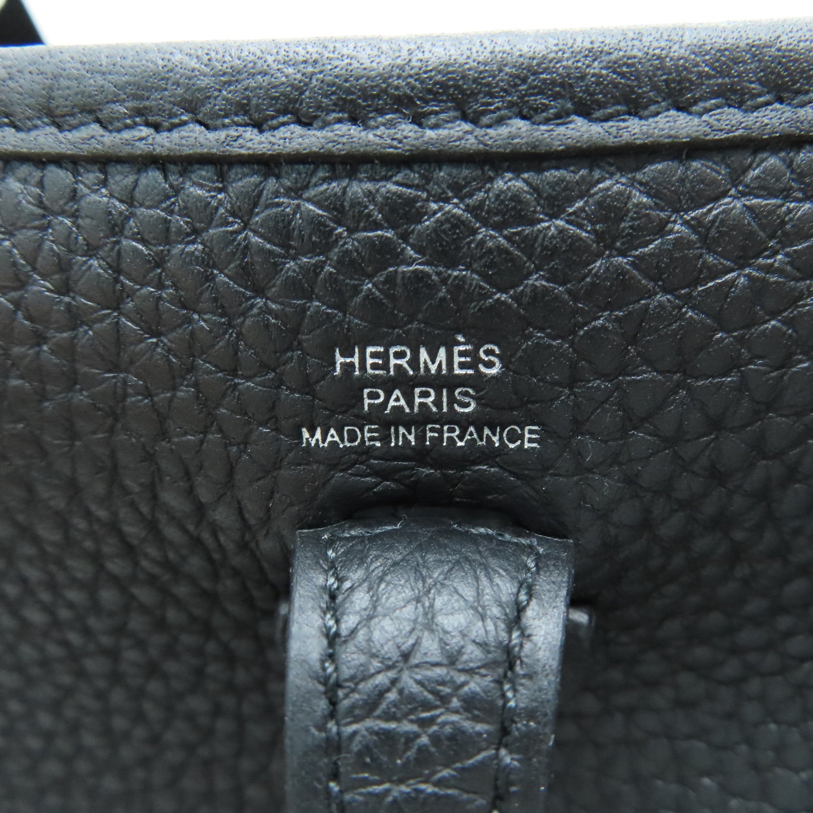HERMES Clemence皮革Evelyne TPM銀扣肩背袋黑色