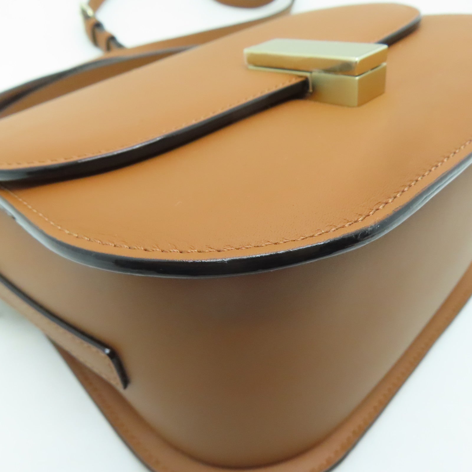 Valextra 【激減優惠】牛皮皮革Iside Crossbody 2Way Shoulder Bag金扣手挽肩背兩用袋棕色