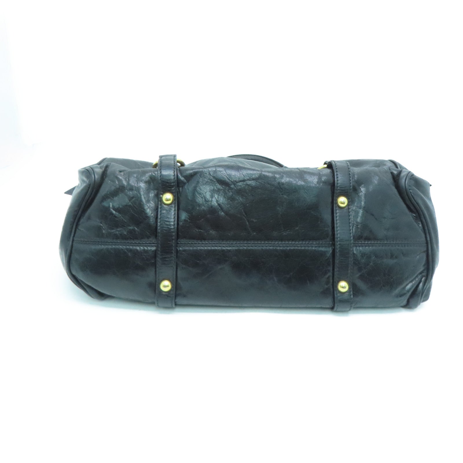 Miu Miu 牛皮皮革Handbag金扣手挽袋黑色