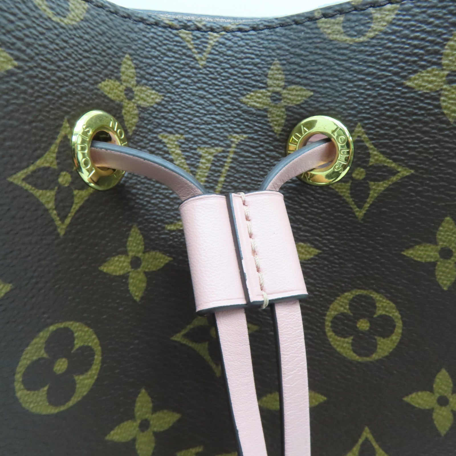 LOUIS VUITTON Monogram NeoNoe金扣肩背袋啡色/粉紅色