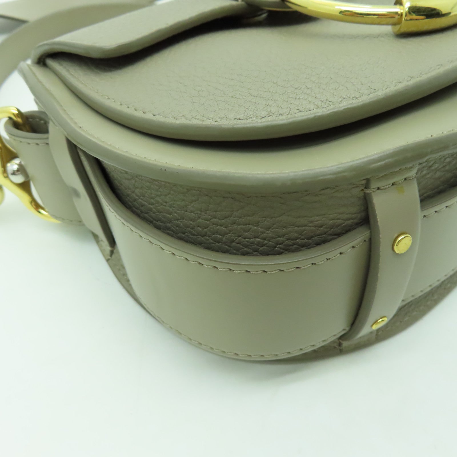 Chloe 牛皮皮革Shoulder Bag金扣手挽肩背兩用袋灰色