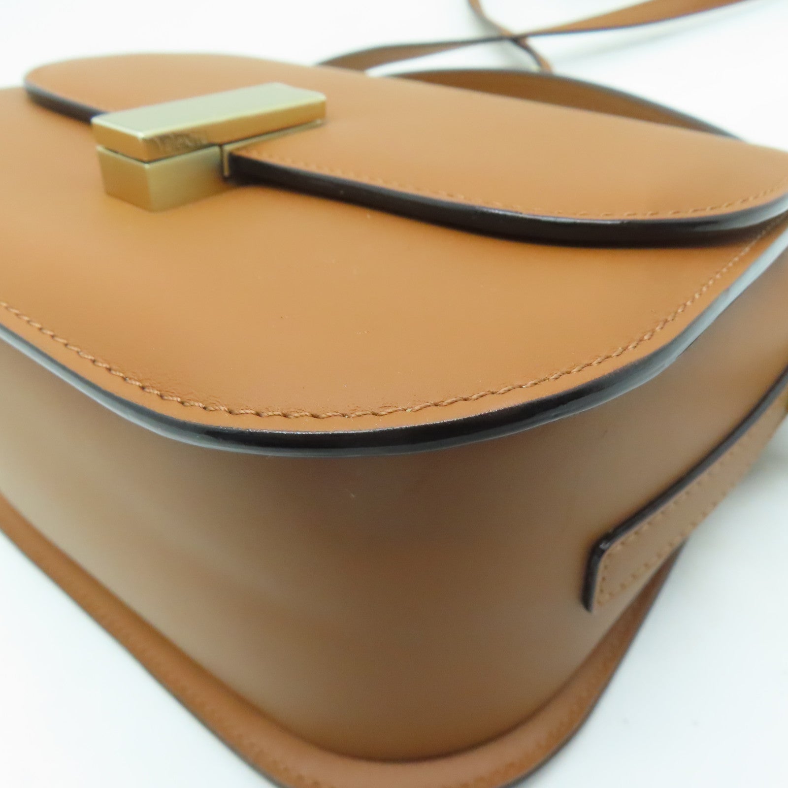 Valextra 【激減優惠】牛皮皮革Iside Crossbody 2Way Shoulder Bag金扣手挽肩背兩用袋棕色