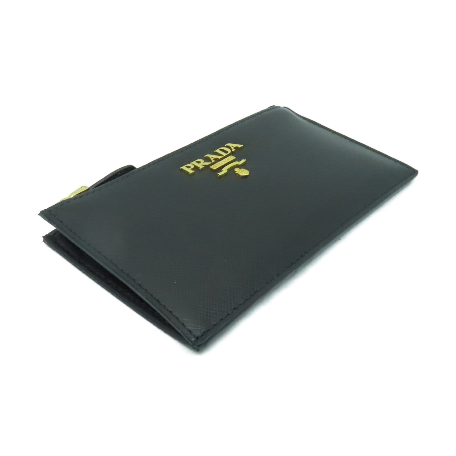 PRADA 牛皮皮革Card Case金扣卡片套黒色