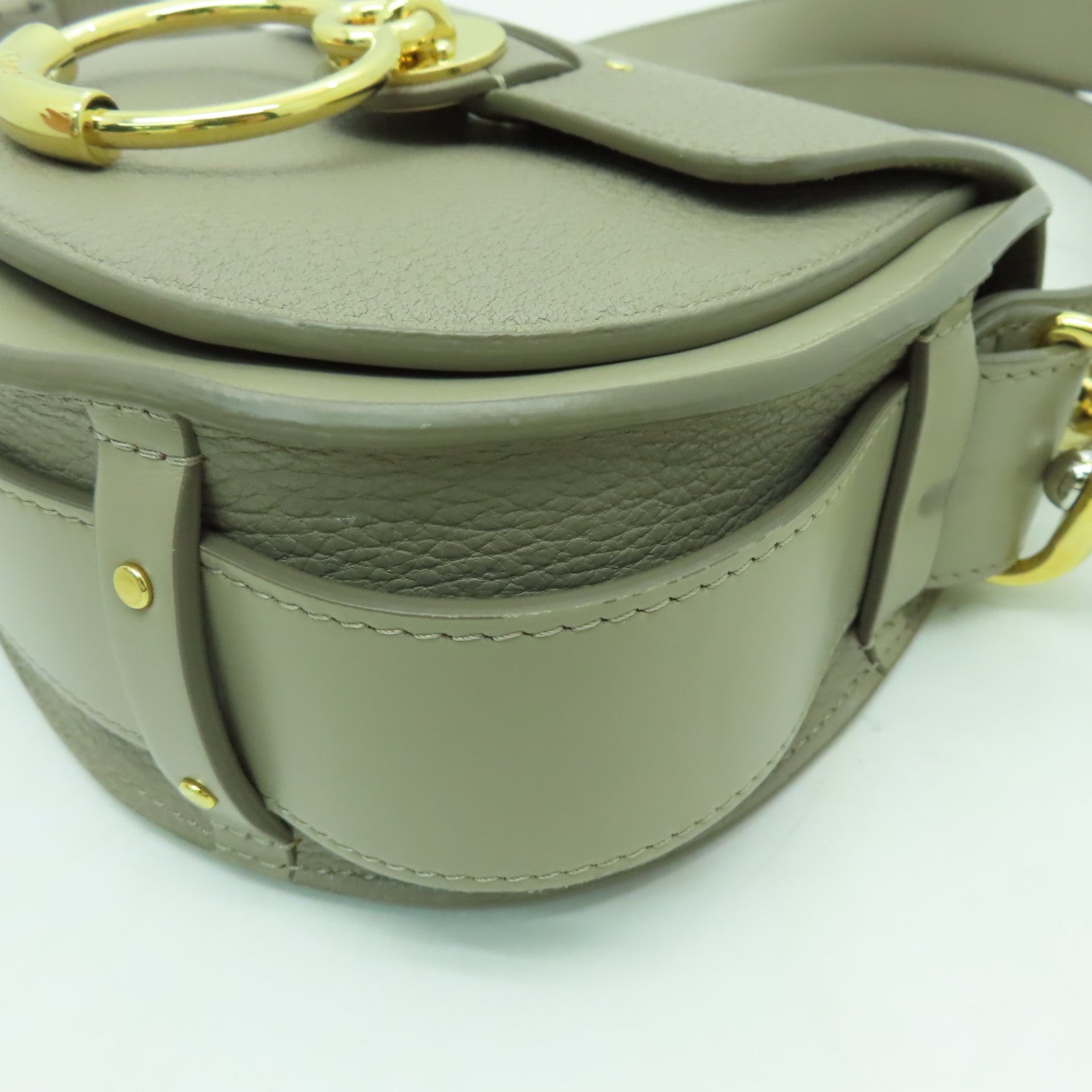 Chloe 牛皮皮革Shoulder Bag金扣手挽肩背兩用袋灰色