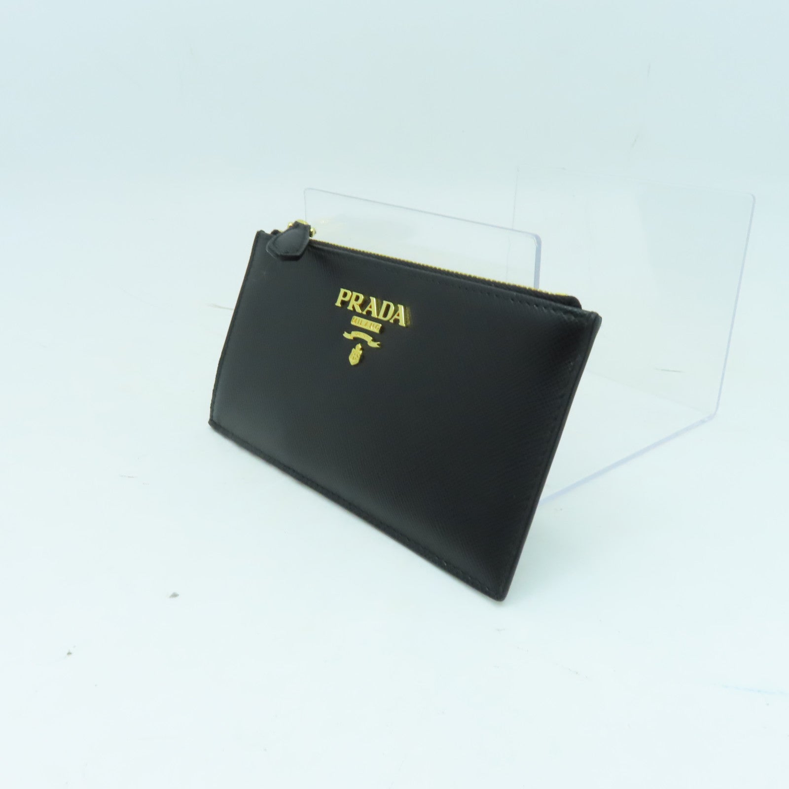 PRADA 牛皮皮革Card Case金扣卡片套黒色