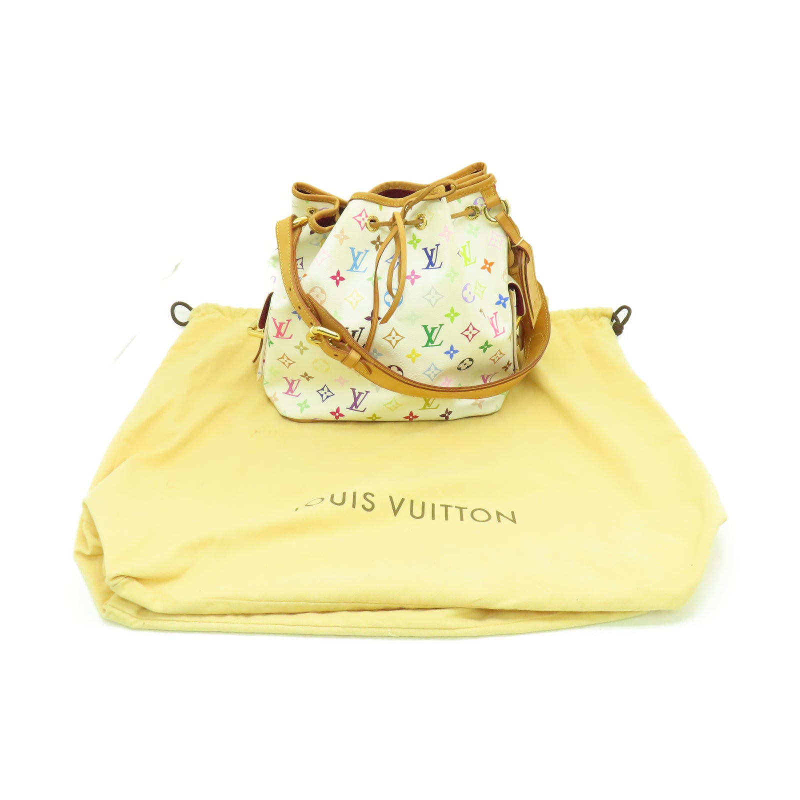 LOUIS VUITTON Monogram Multicolore Petit Noe金扣肩背袋白色