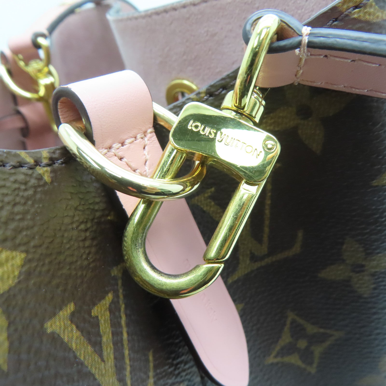 LOUIS VUITTON Monogram NeoNoe金扣肩背袋啡色/粉紅色