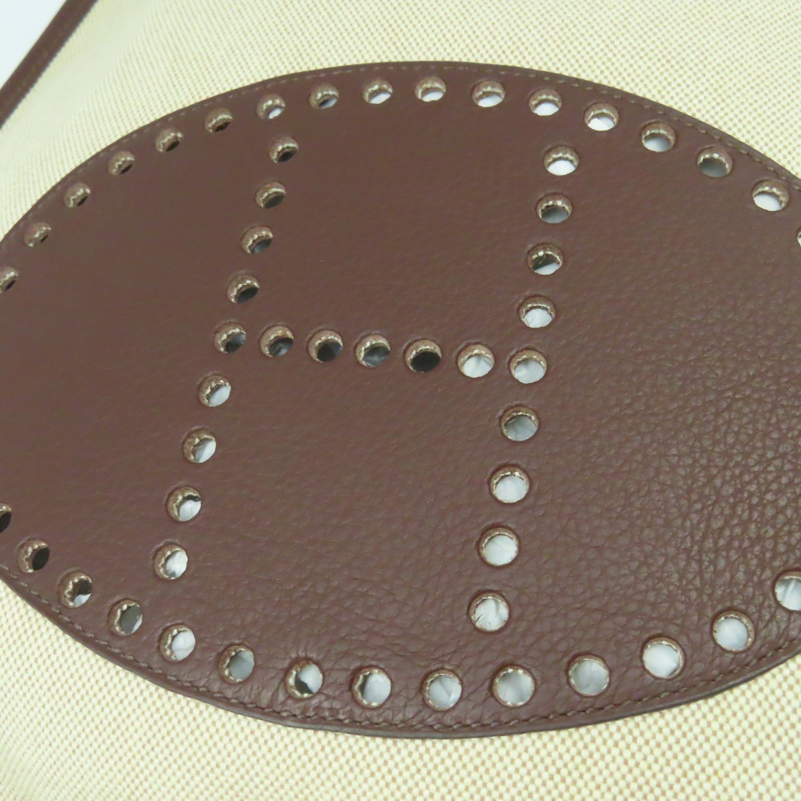 HERMES Toile H/Buffalo Vintage Evelyne GM金扣肩背袋啡色