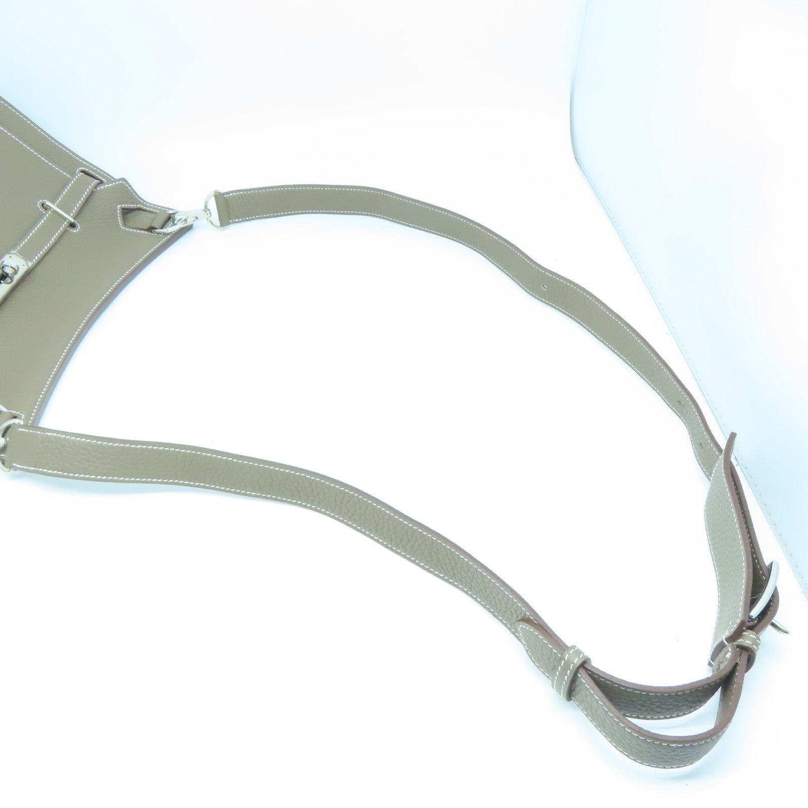 HERMES Taurillon Clemence皮革Jypsiere 28銀肩背袋大象灰色
