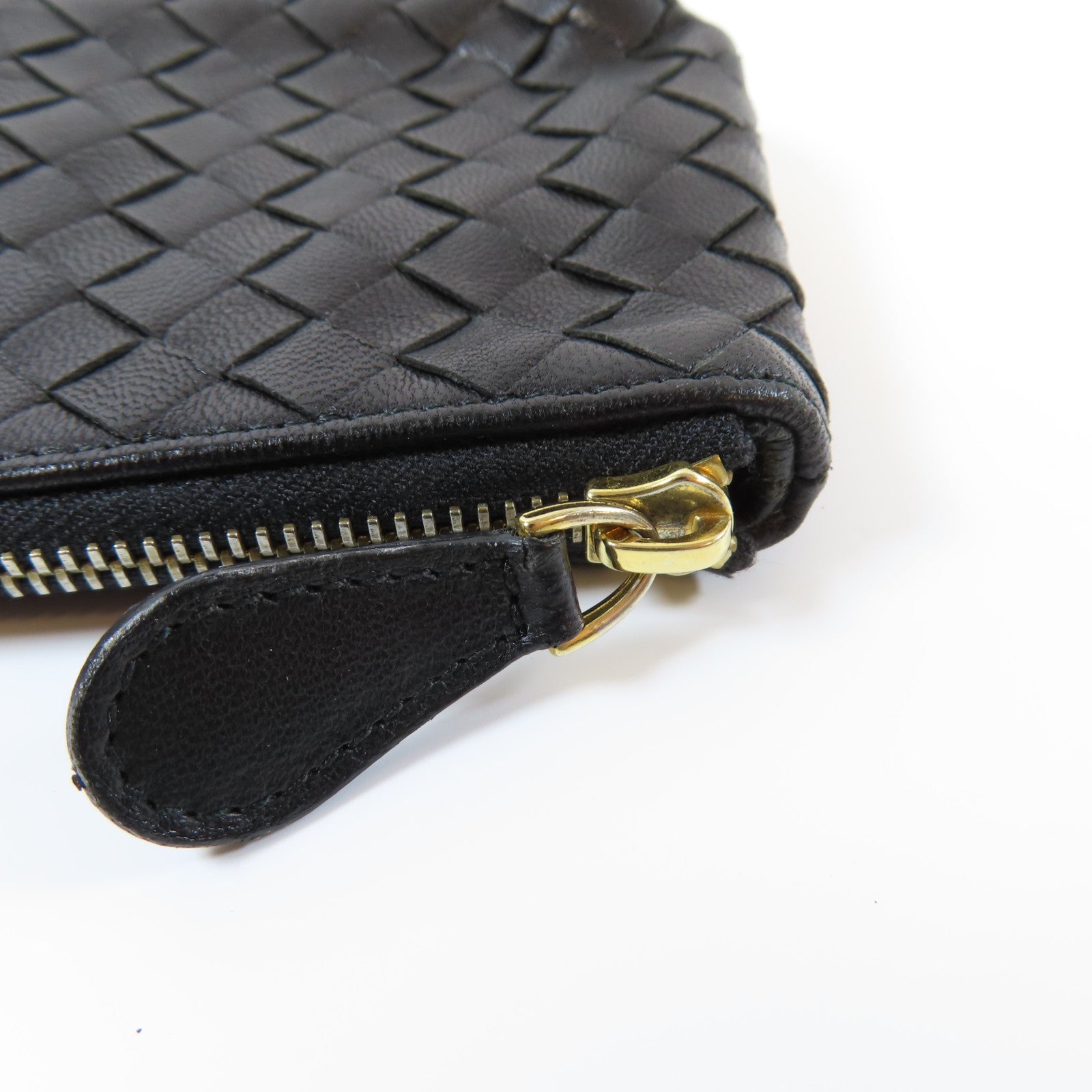 BOTTEGA VENETA 織紋牛皮皮革Coin Case金扣零錢包黑色