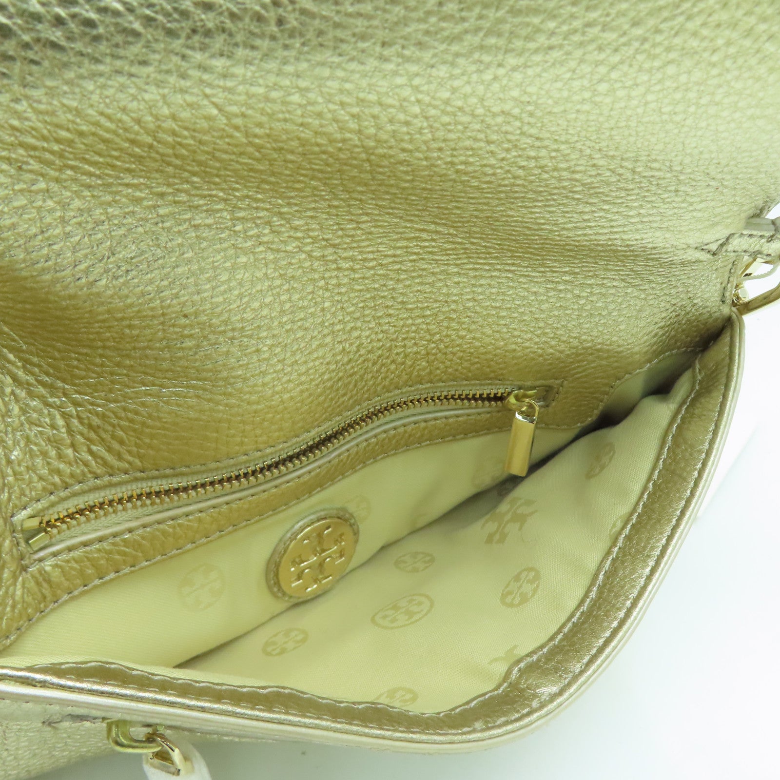 Tory Burch 牛皮皮革Shoulder Bag金扣肩背袋金色