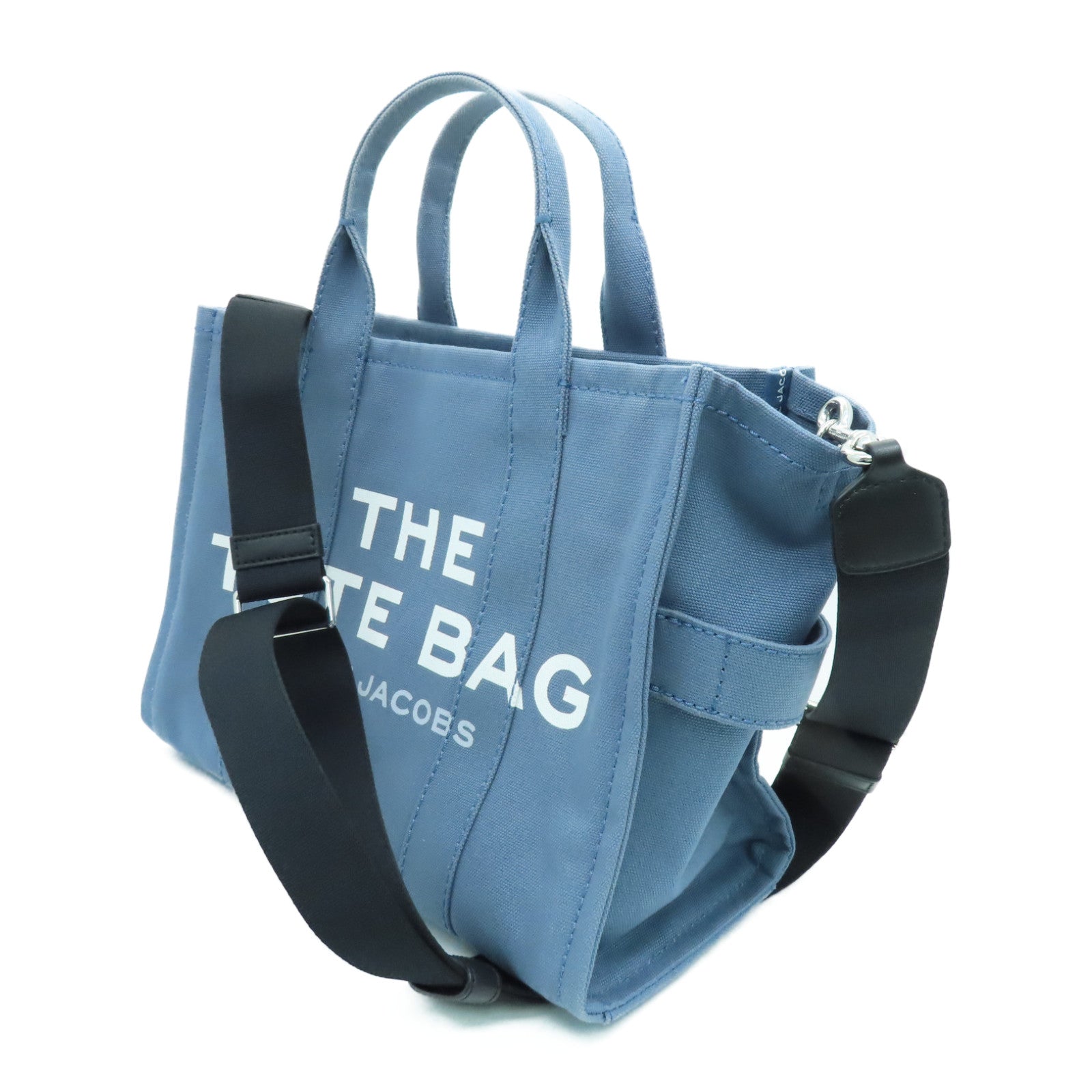 MARC JACOBS canvas The Medium Tote Bag silver buckle handle bag blue