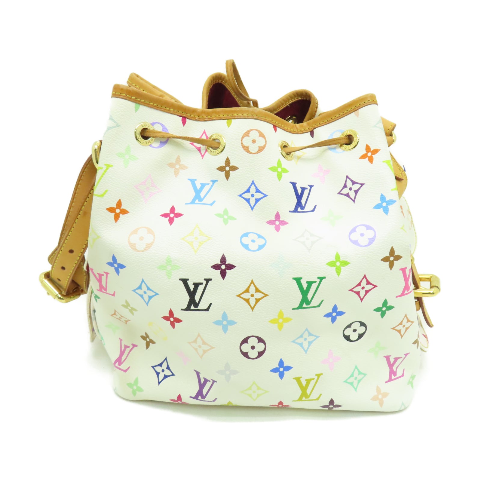 LOUIS VUITTON Monogram Multicolore Petit Noe金扣肩背袋白色