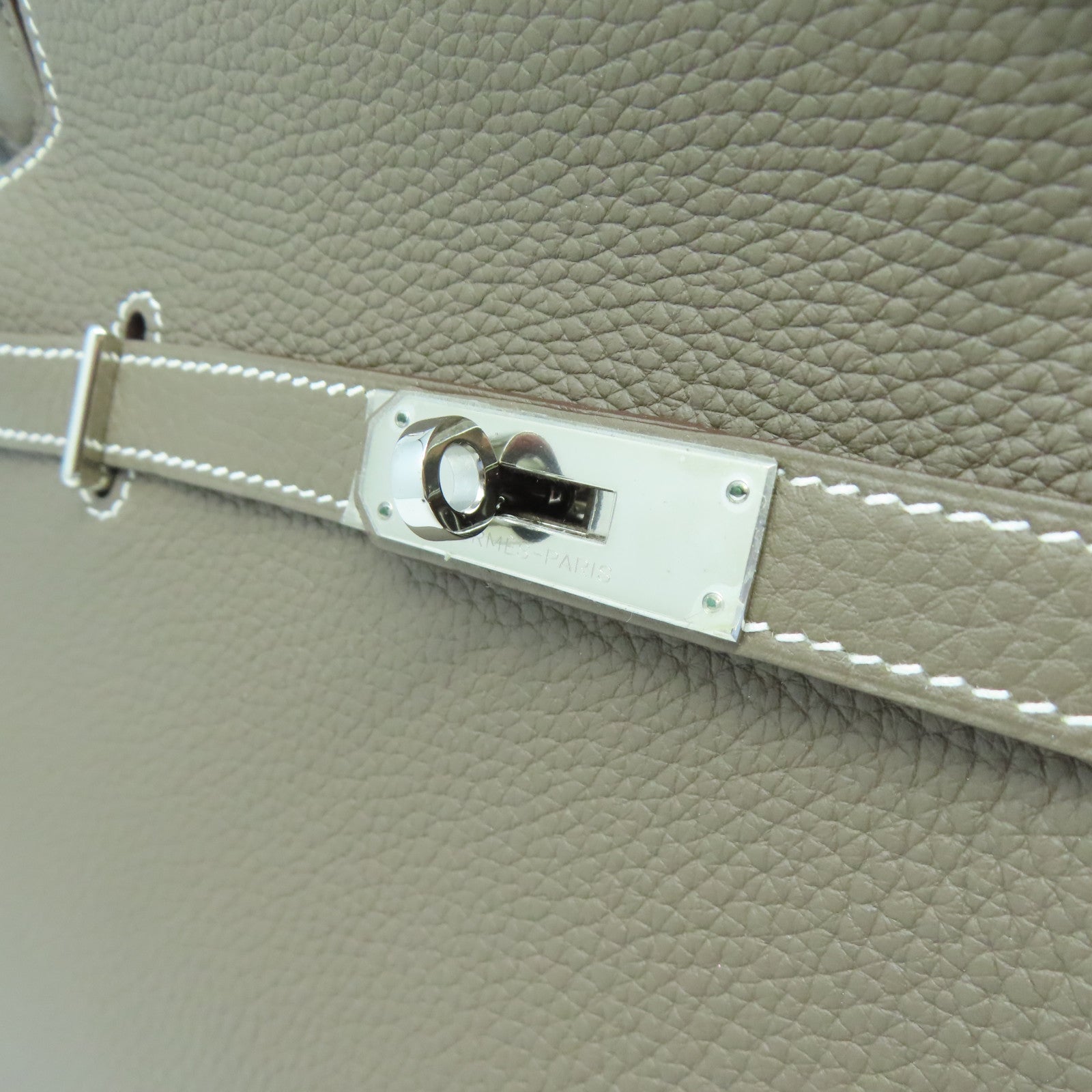 HERMES Taurillon Clemence皮革Jypsiere 28銀肩背袋大象灰色