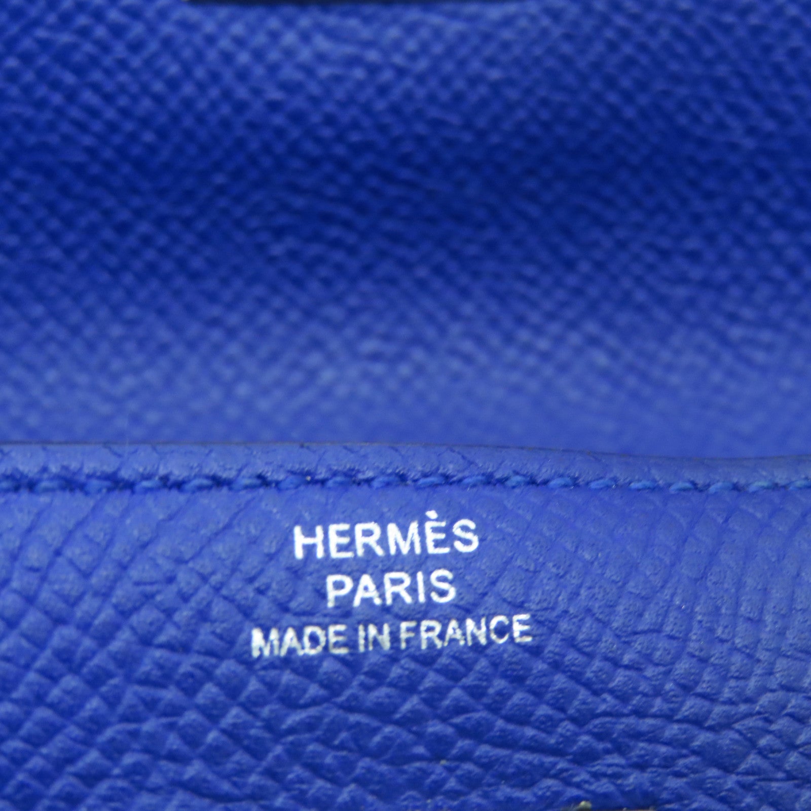 HERMES Epsom Leather Kelly Wallet Silver Buckle Long Wallet Electric Blue