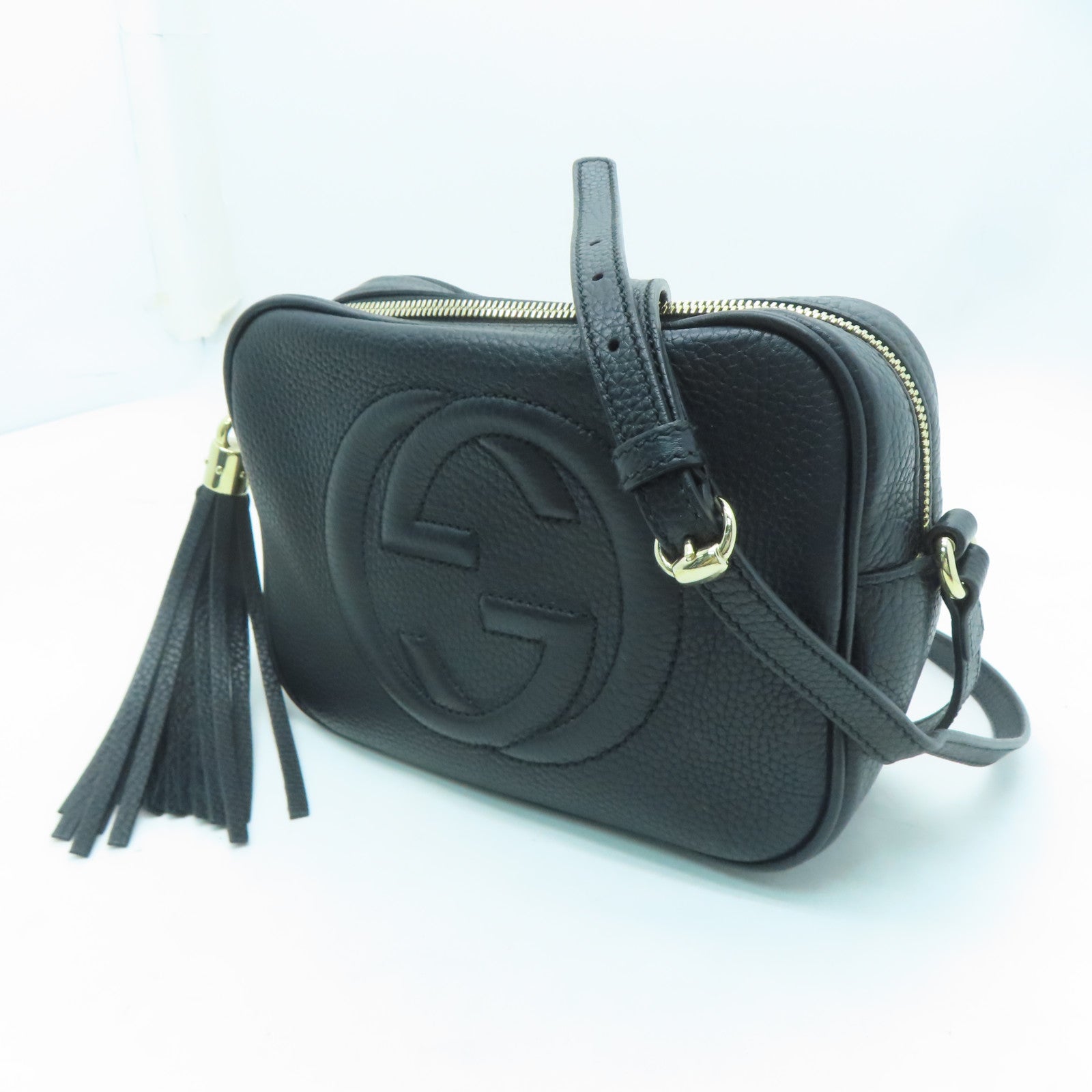 GUCCI 牛皮皮革Soho Shoulder Bag金扣肩背袋黑色