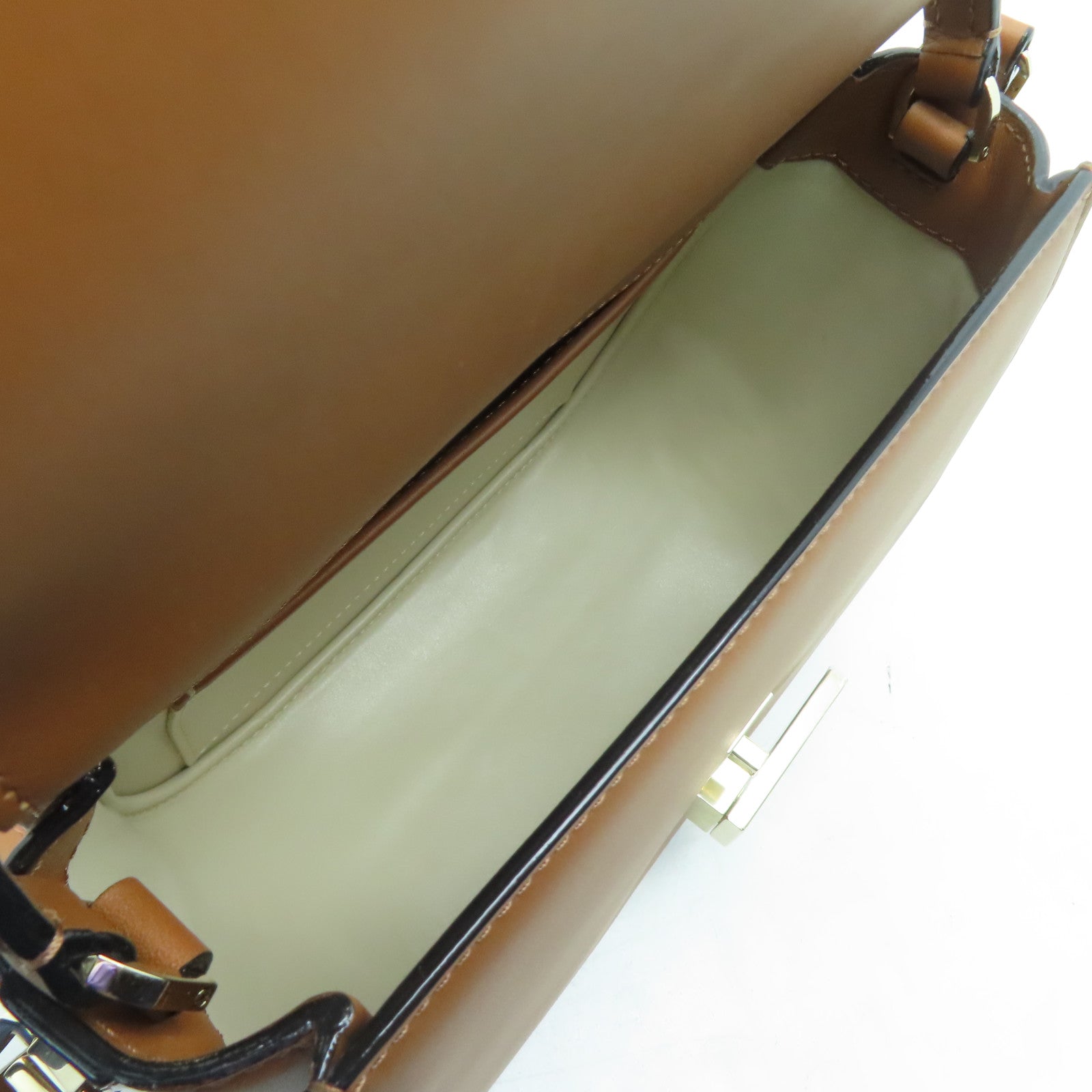 Valextra 【激減優惠】牛皮皮革Iside Crossbody 2Way Shoulder Bag金扣手挽肩背兩用袋棕色