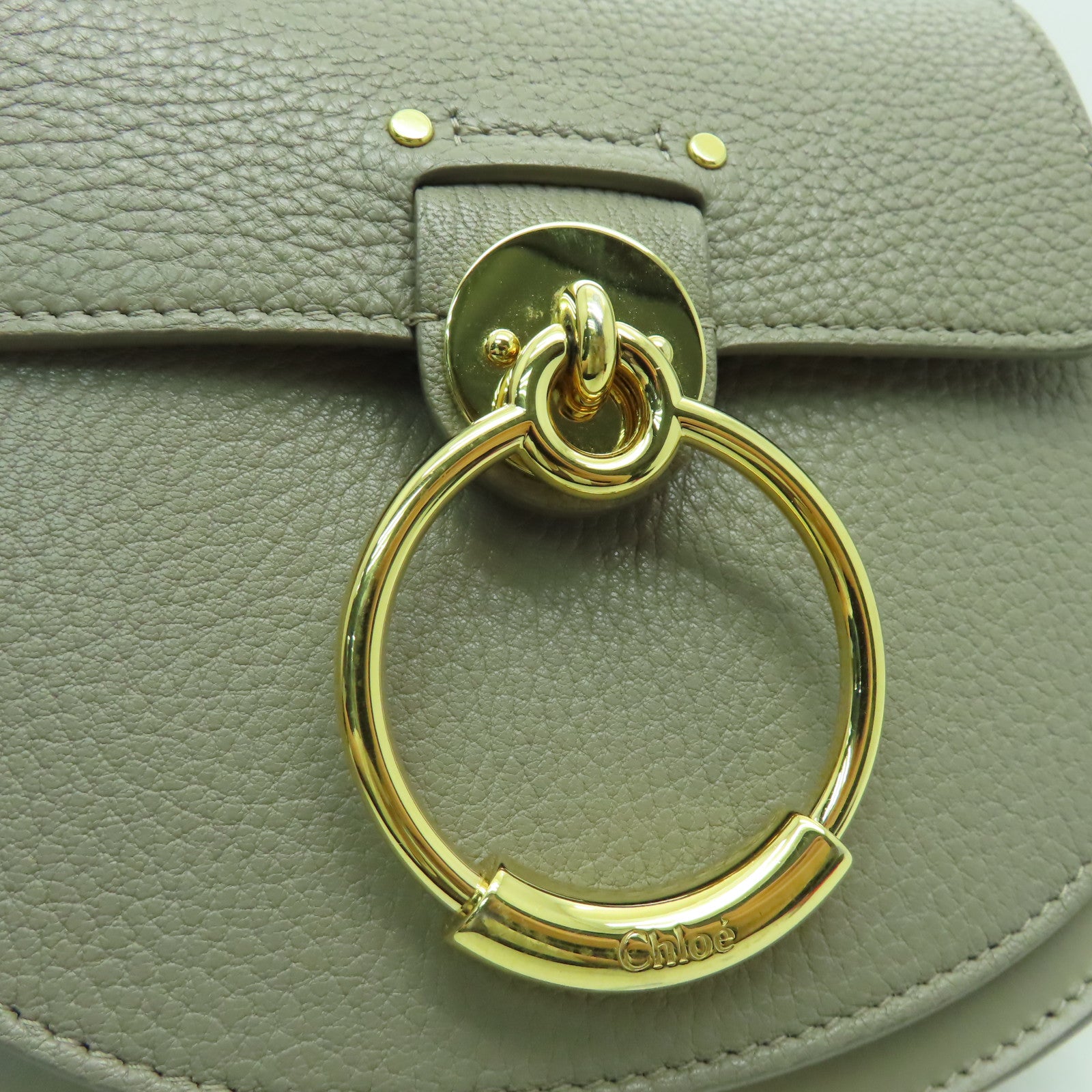 Chloe 牛皮皮革Shoulder Bag金扣手挽肩背兩用袋灰色