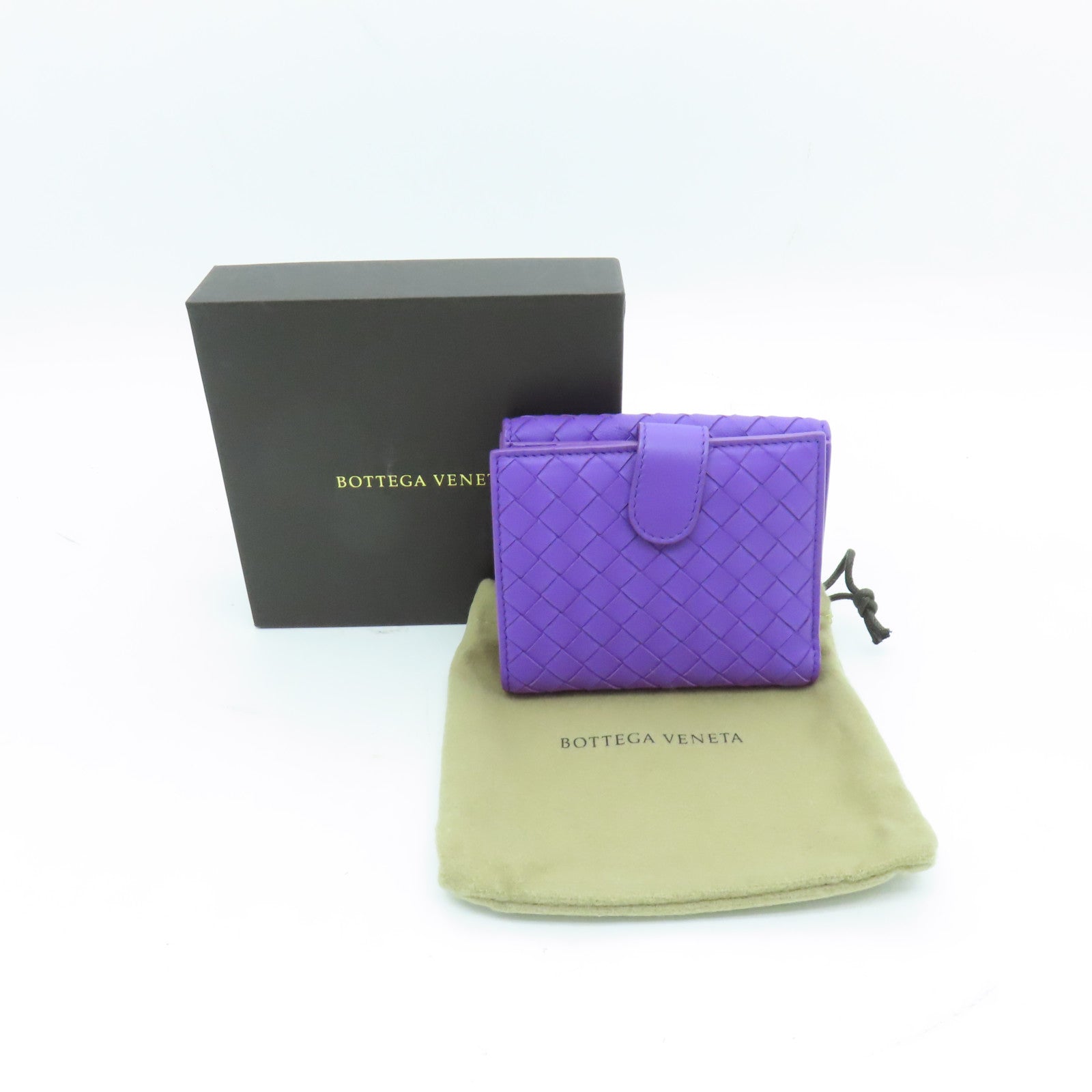 BOTTEGA VENETA 織紋皮革Wallet金扣錢包紫色