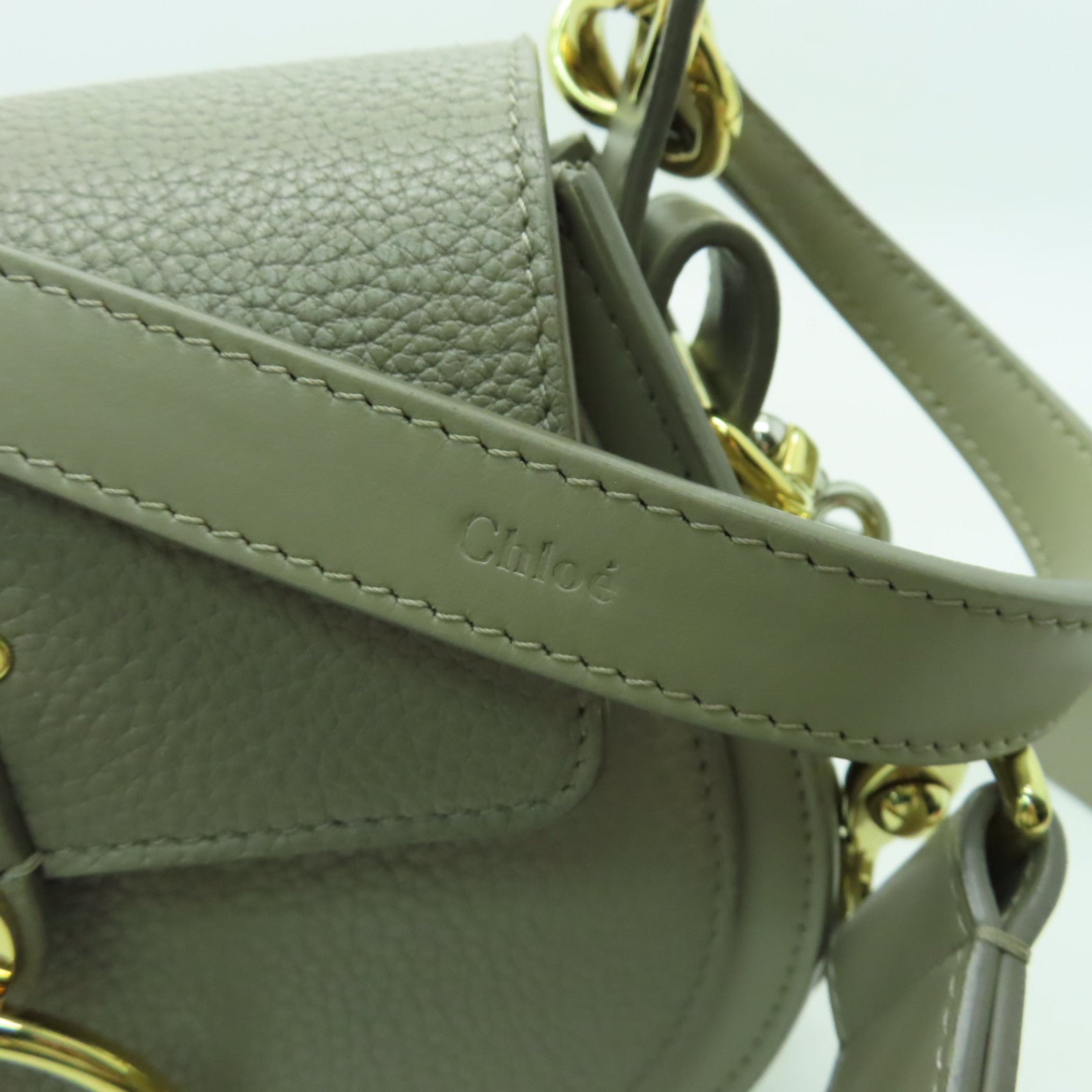 Chloe 牛皮皮革Shoulder Bag金扣手挽肩背兩用袋灰色