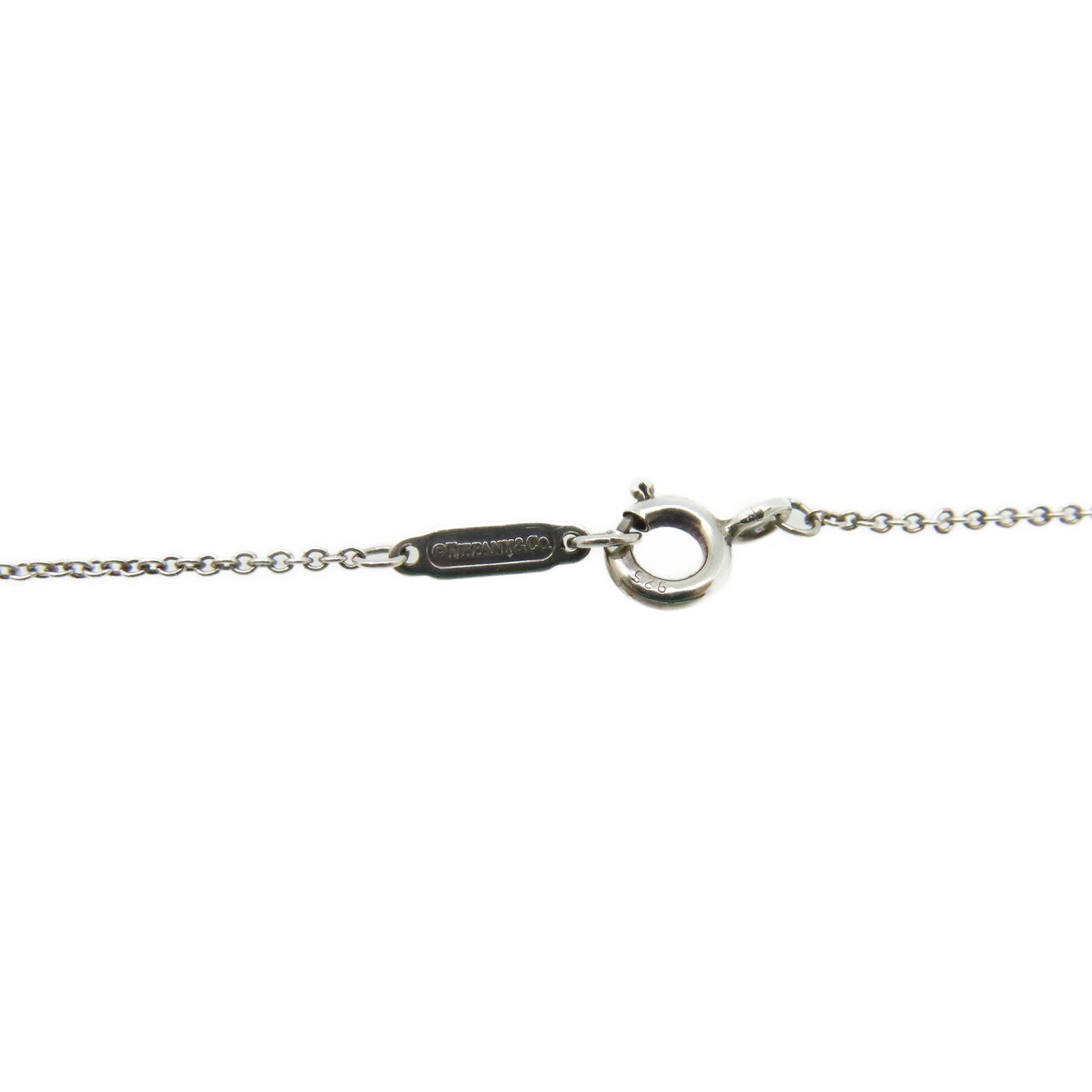 TIFFANY＆CO 925純銀Mini Double Heart Tag Silver Pendant Necklace項鍊湖綠色