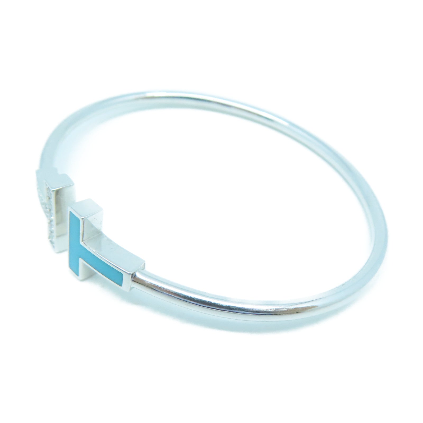 TIFFANY＆CO 18K白金T Wire 0.11ct鑽石手鐲