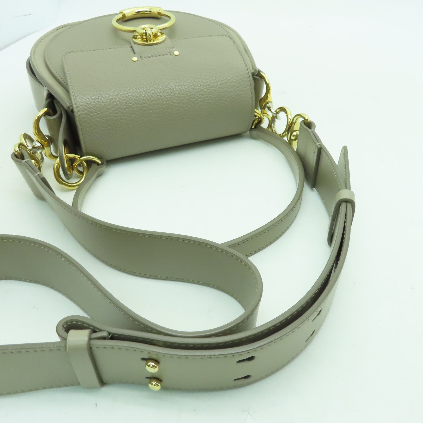 Chloe 牛皮皮革Shoulder Bag金扣手挽肩背兩用袋灰色