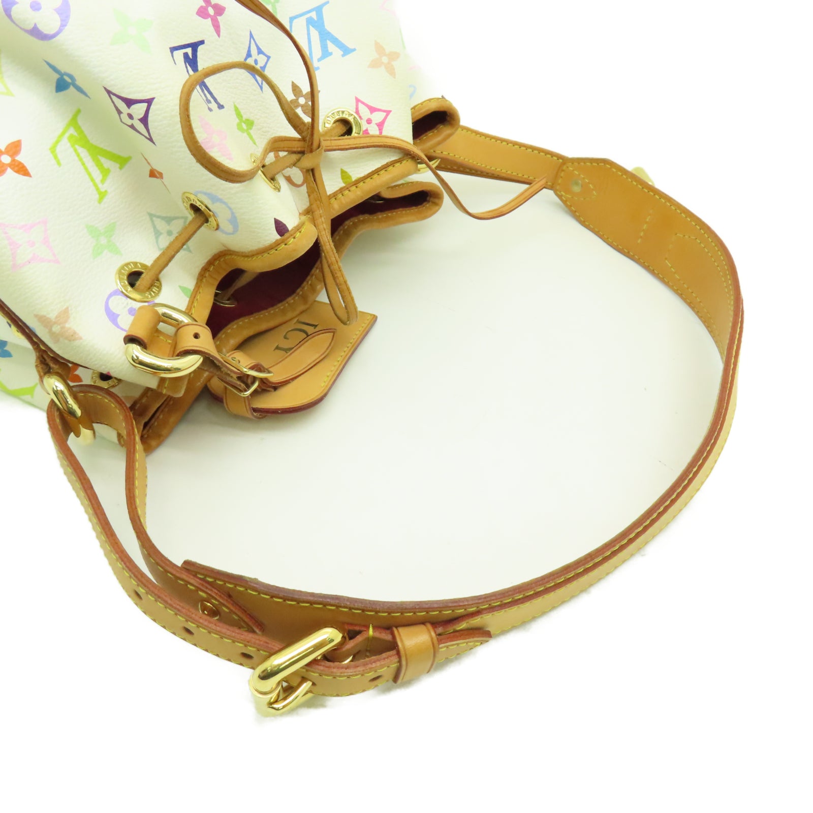 LOUIS VUITTON Monogram Multicolore Petit Noe金扣肩背袋白色