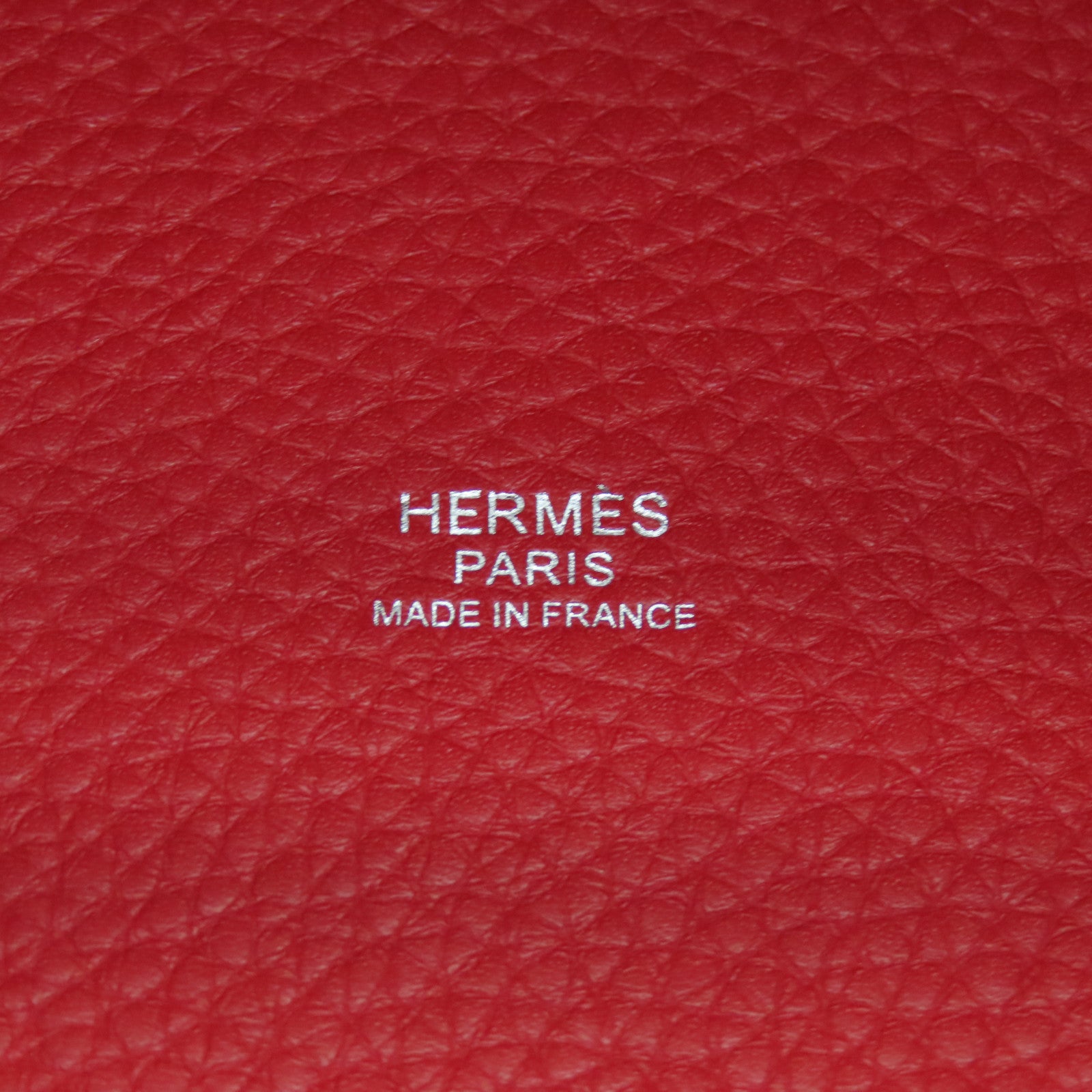 HERMES Clemence皮革Picotin MM银扣手挽袋辣椒红