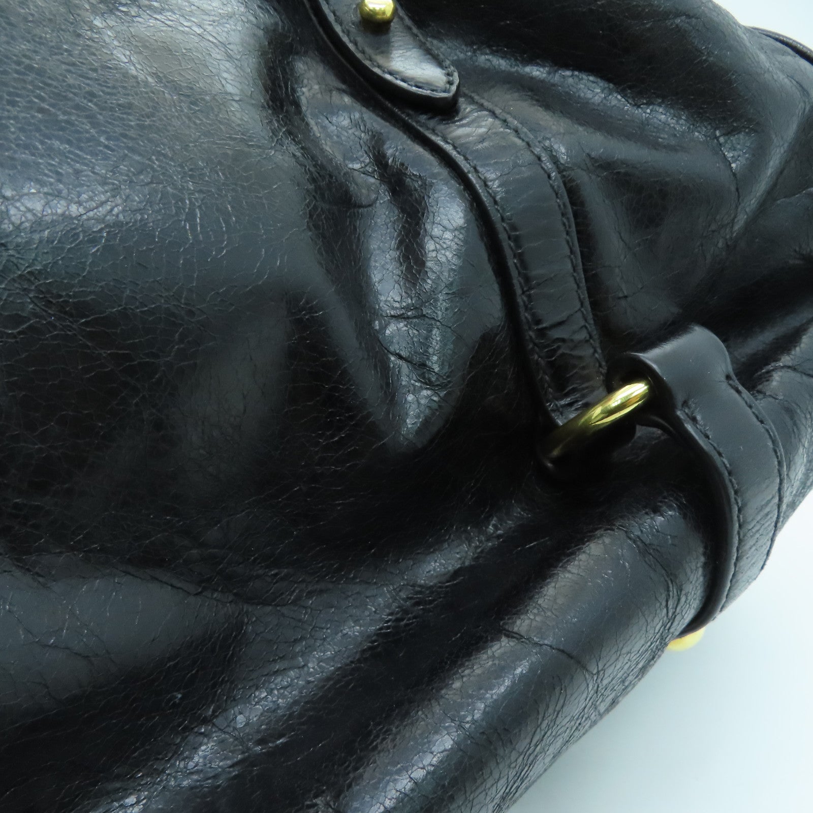 Miu Miu 牛皮皮革Handbag金扣手挽袋黑色