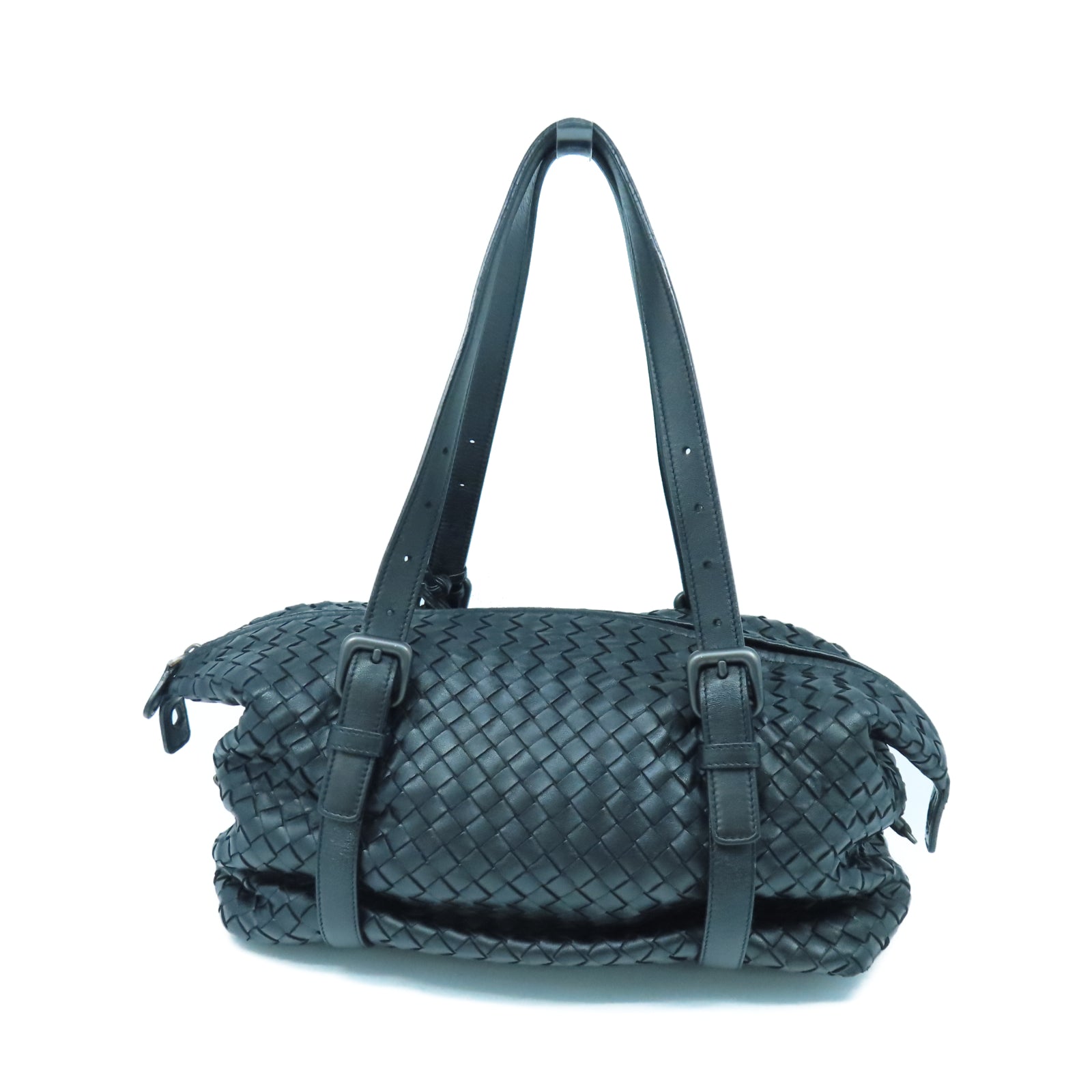 BOTTEGA VENETA 羊皮皮革Shoulder Bag銀扣肩背袋黑色
