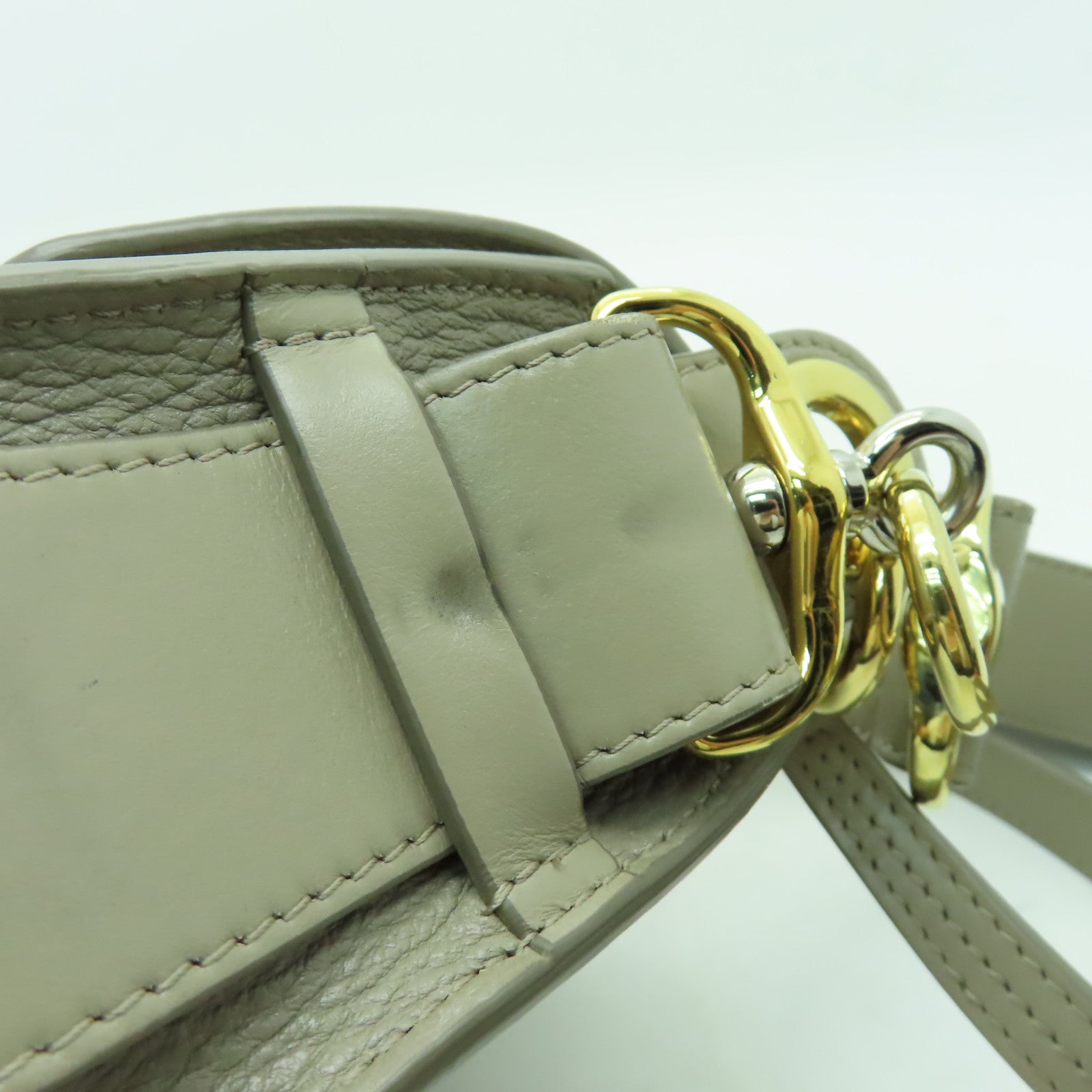 Chloe 牛皮皮革Shoulder Bag金扣手挽肩背兩用袋灰色