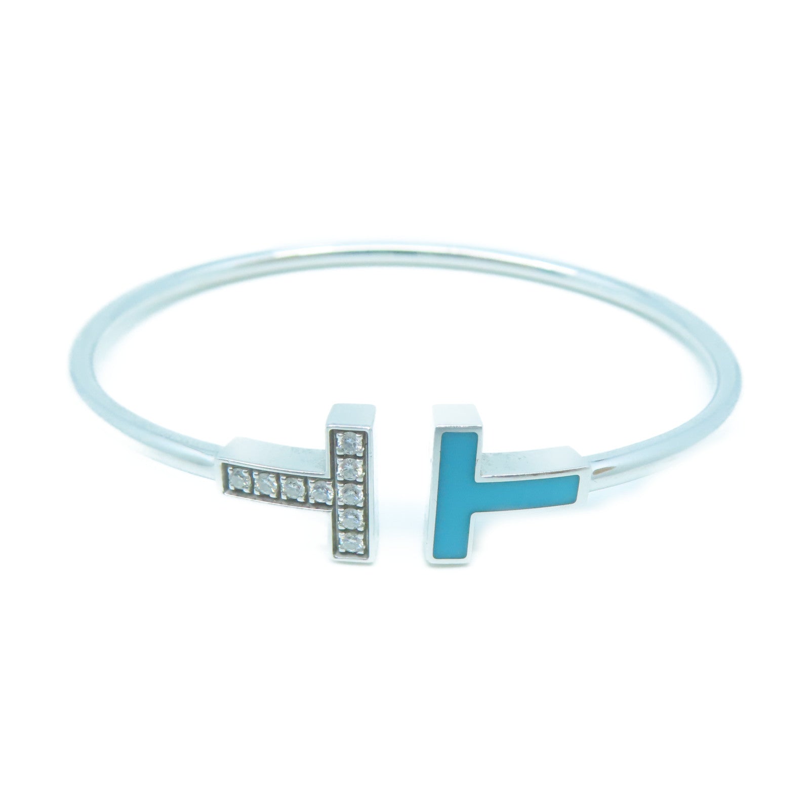 TIFFANY＆CO 18K白金T Wire 0.11ct鑽石手鐲